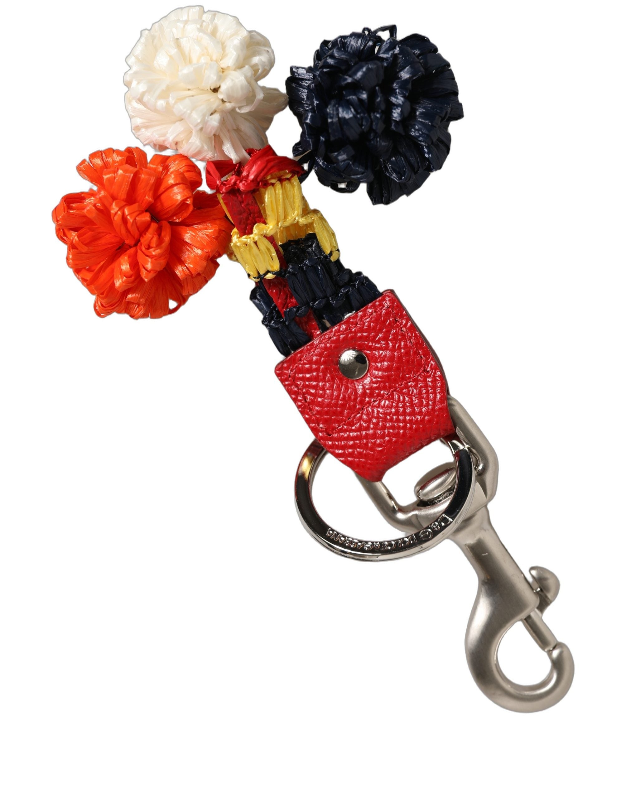 Dolce & Gabbana Raffia Leather Clasp Finder Chain Keyring Women's Multicolor