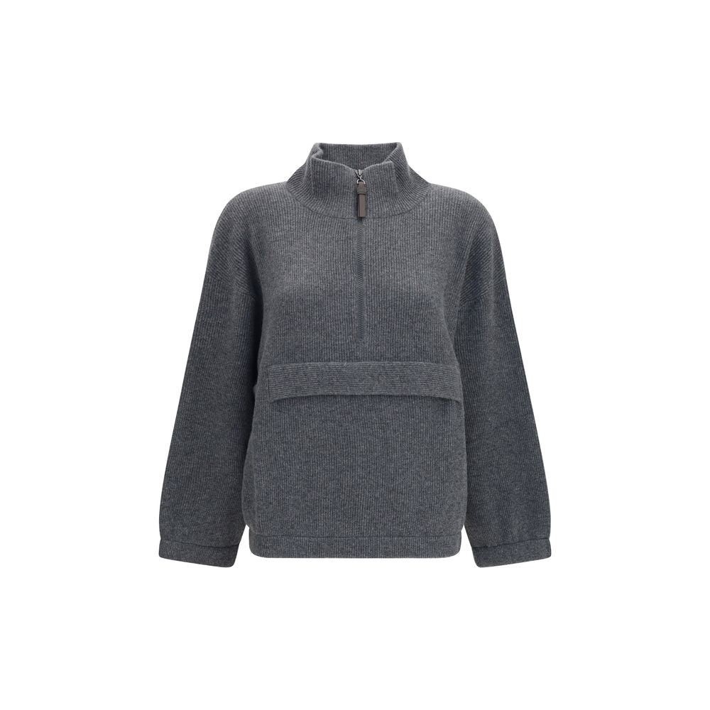 Brunello Cucinelli Gray Cashmere Women's Sweatshirt