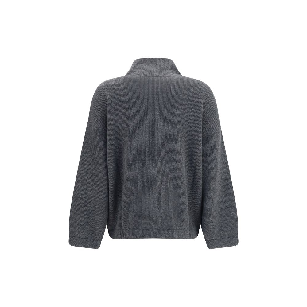 Brunello Cucinelli Gray Cashmere Women's Sweatshirt