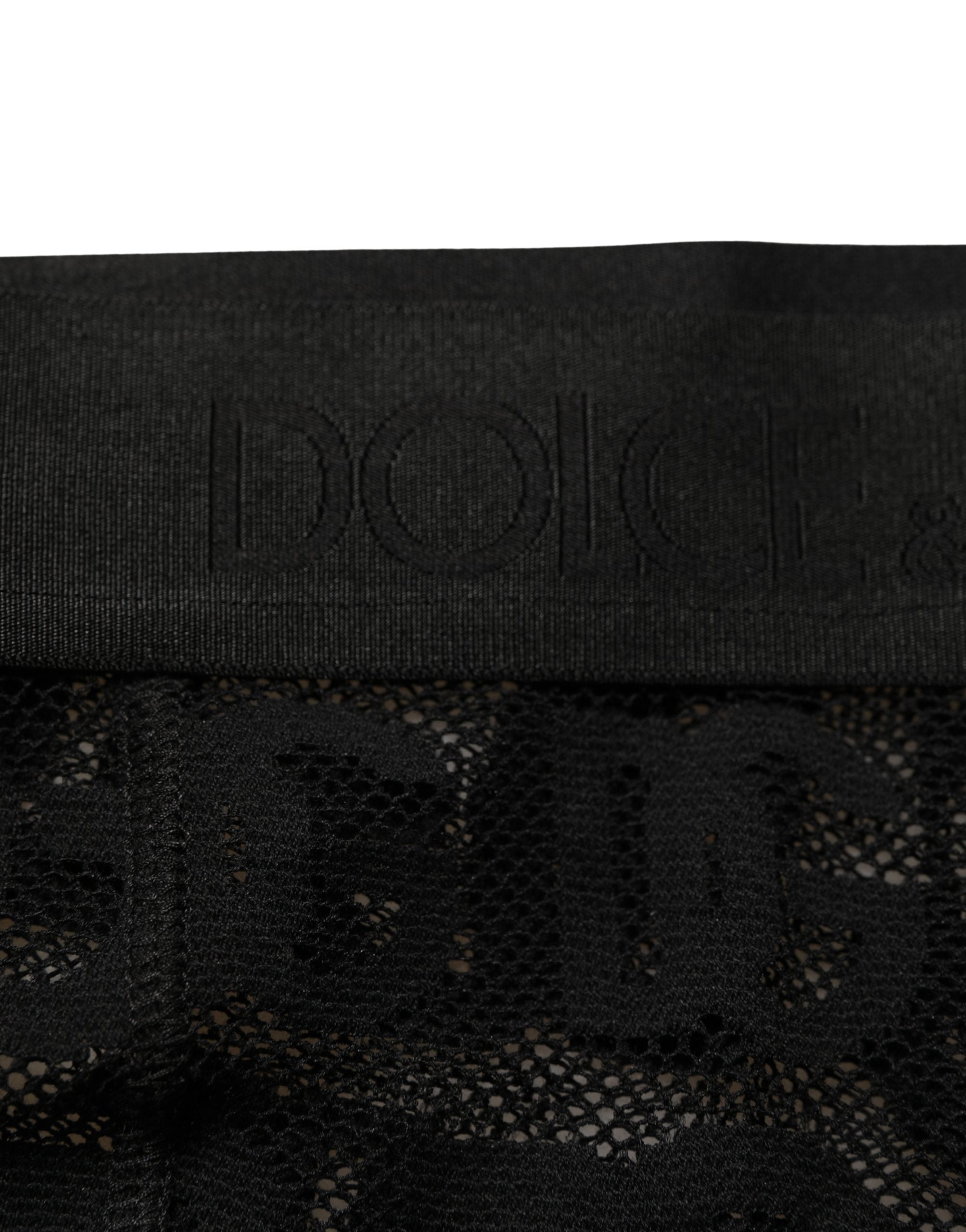 Dolce & Gabbana Black All Over Logo Print Sheer Pantyhose Women's Underwear