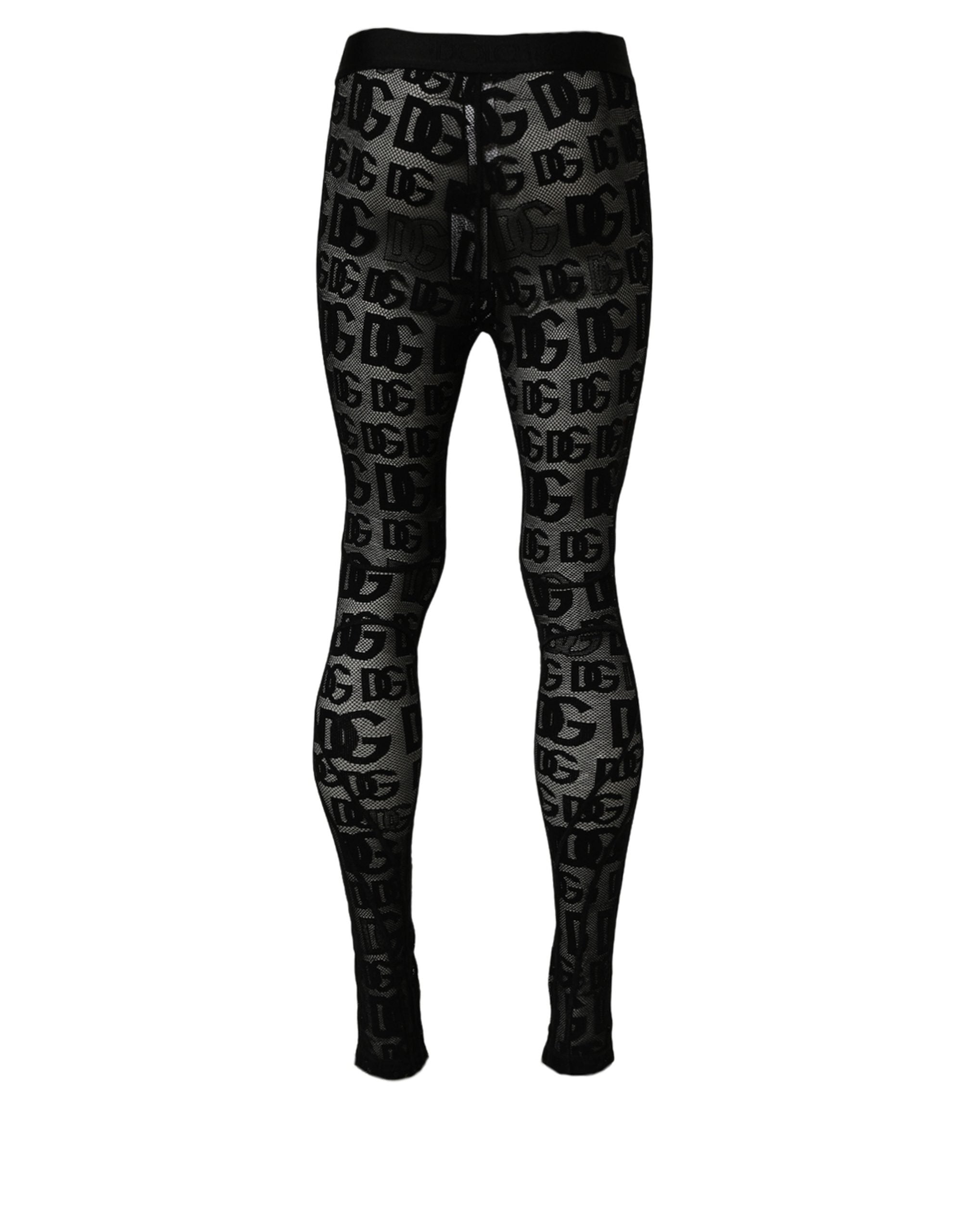 Dolce & Gabbana Black All Over Logo Print Sheer Pantyhose Women's Underwear