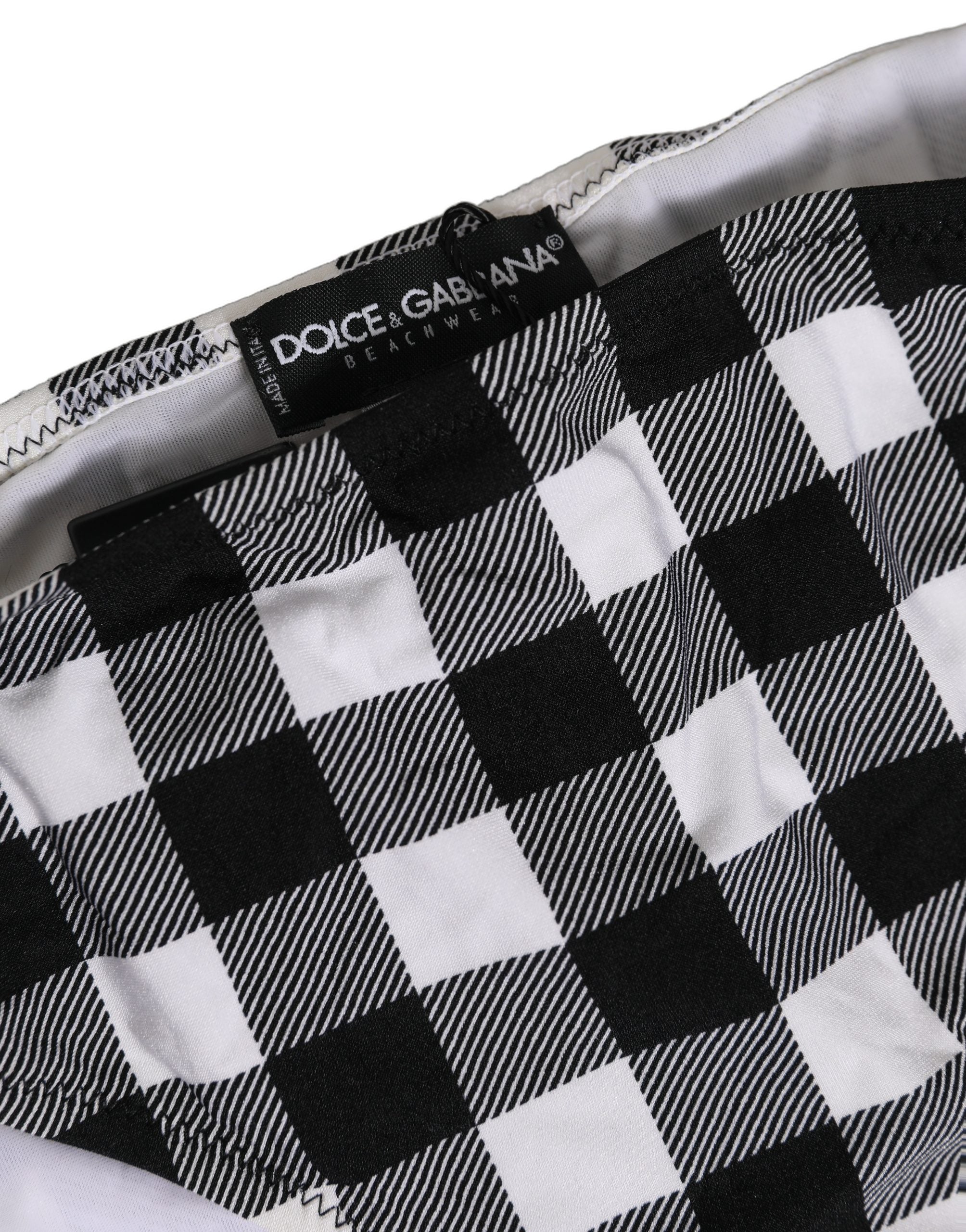 Dolce & Gabbana Black White Checkered Beachwear Bikini Women's Bottom