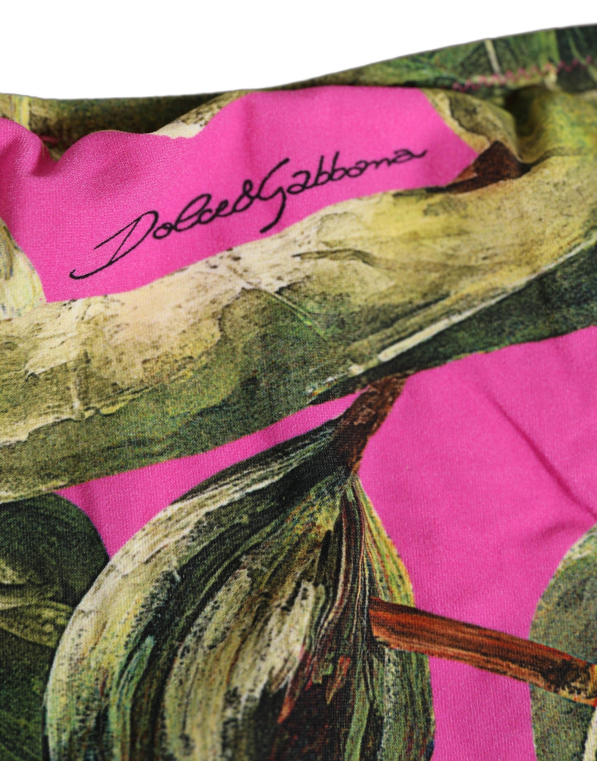 Dolce & Gabbana Fuchsia Pink Fig Print Beachwear Bikini Women's Bottom