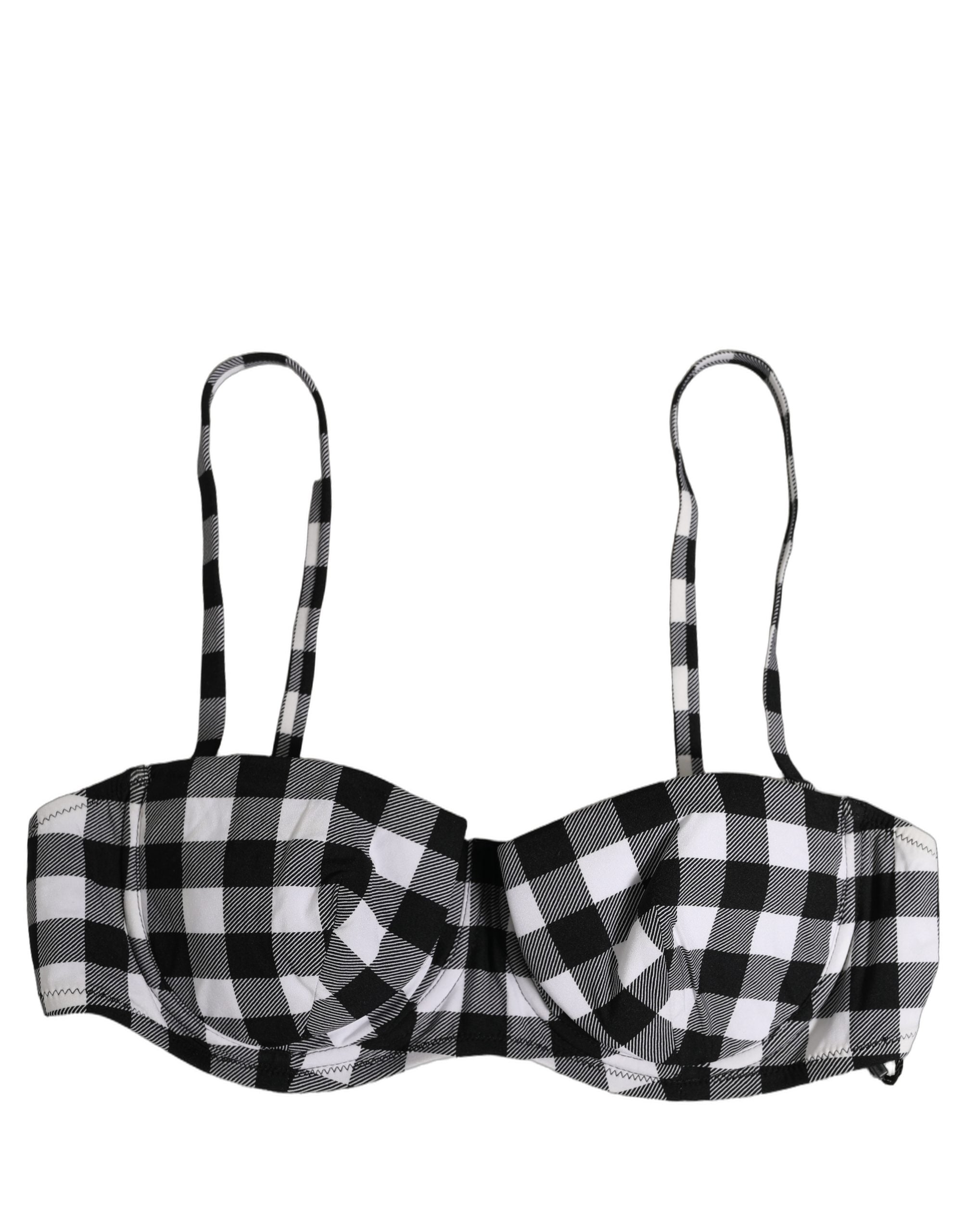 Dolce & Gabbana Black White Gingham Check Beachwear Bikini Women's Top