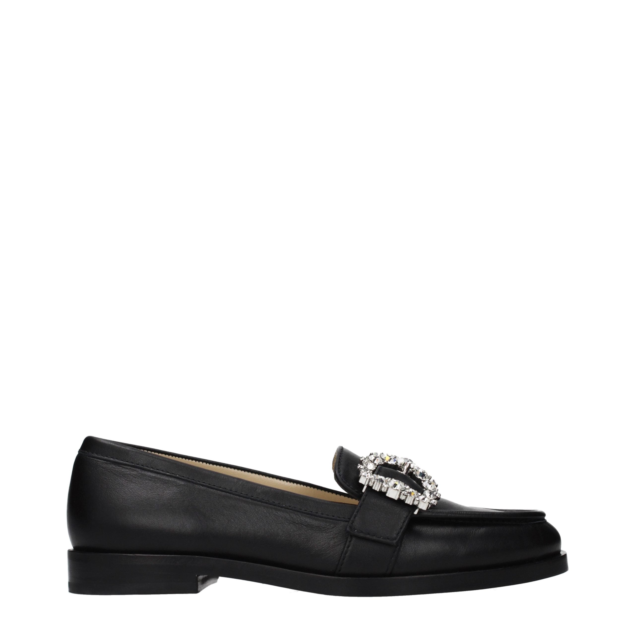 Jimmy Choo Black Leather Slip-On Women's Loafers