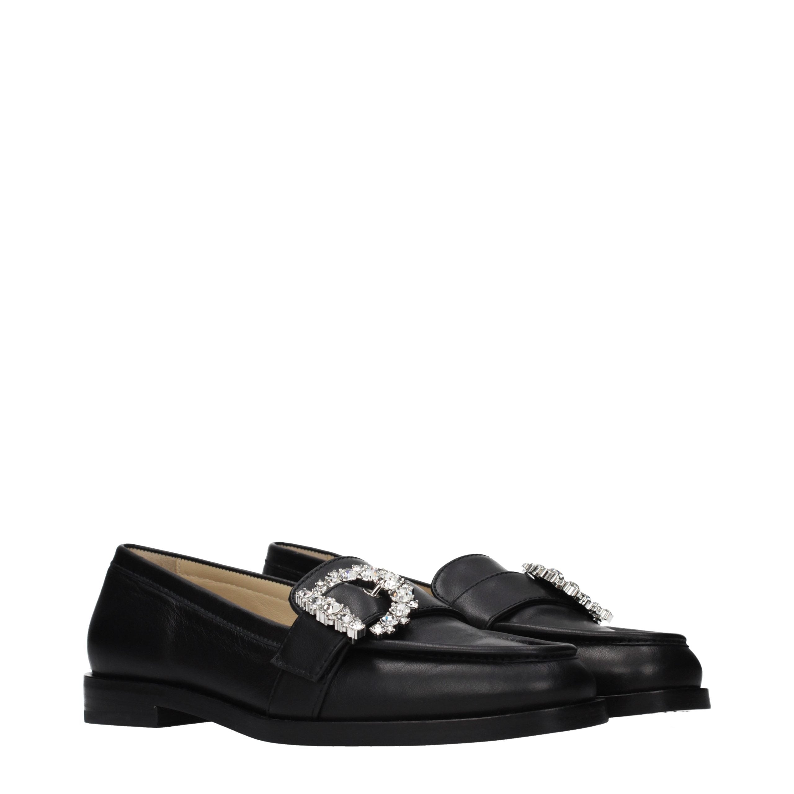 Jimmy Choo Black Leather Slip-On Women's Loafers