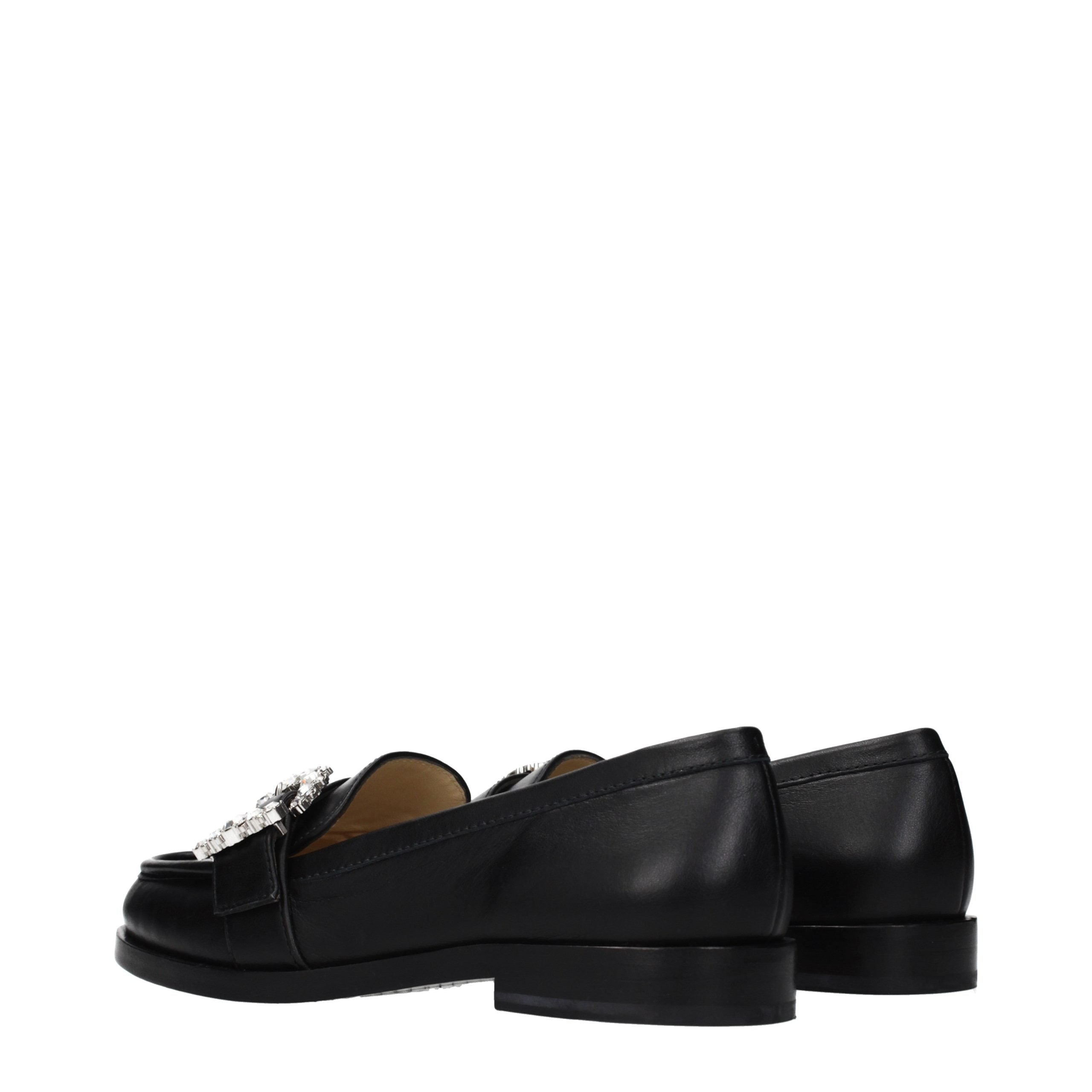Jimmy Choo Black Leather Slip-On Women's Loafers