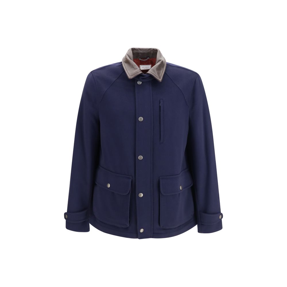 Brunello Cucinelli Blue Wool Oves Aries Full-Length Men's Jacket