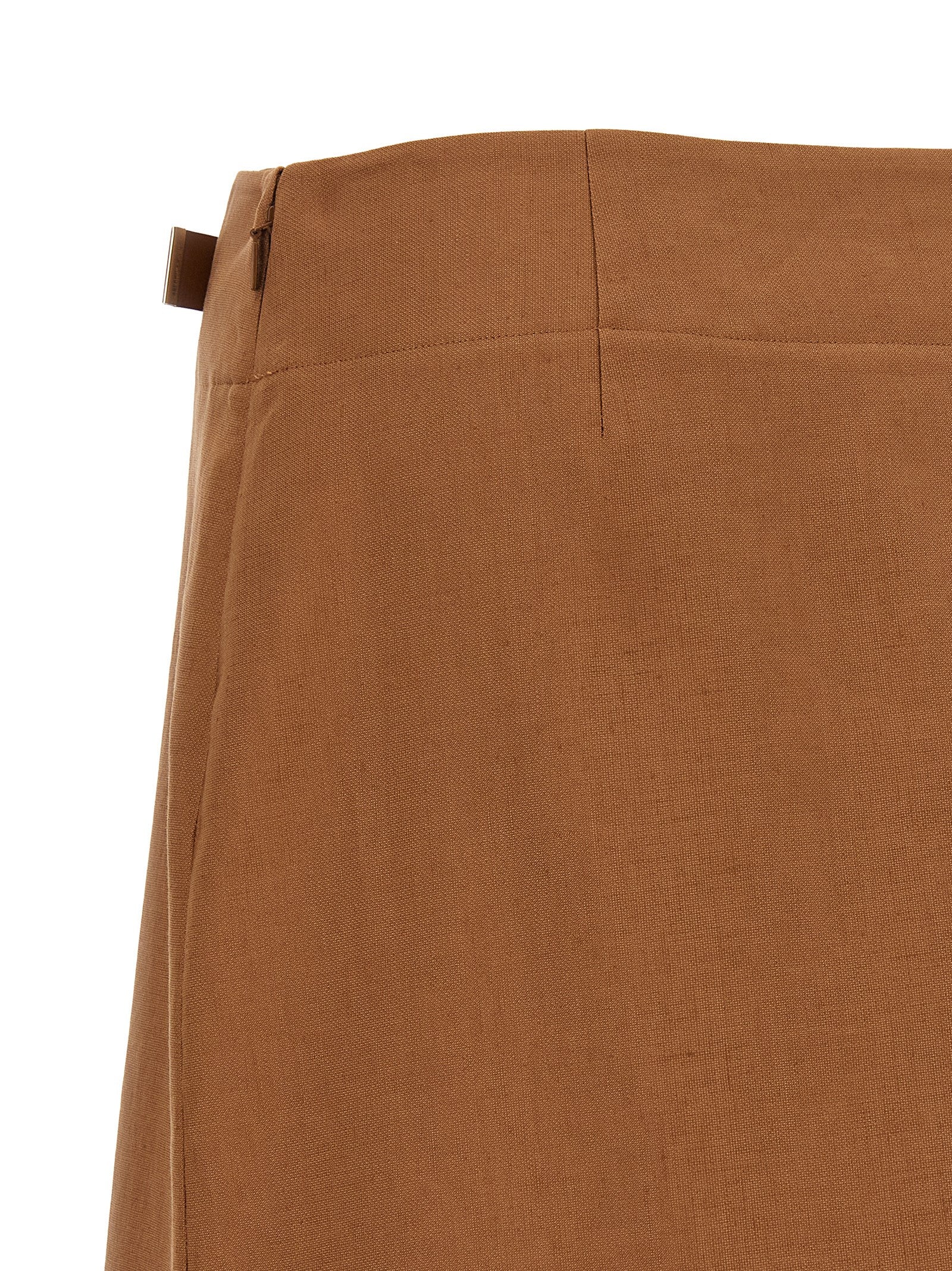 Fendi Brown Linen Midi Women's Skirt