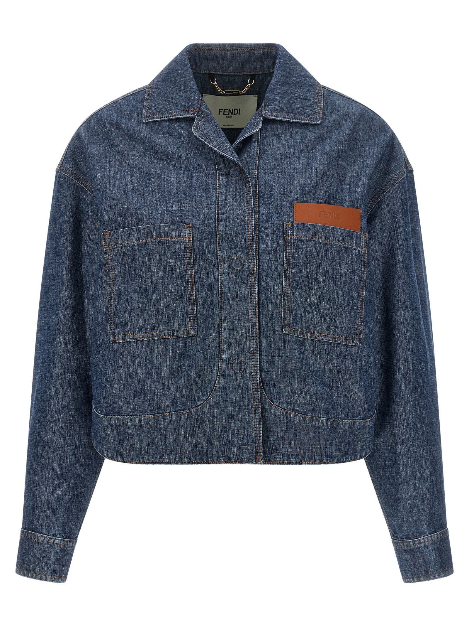 Fendi Blue Cotton Denim Women's Jacket