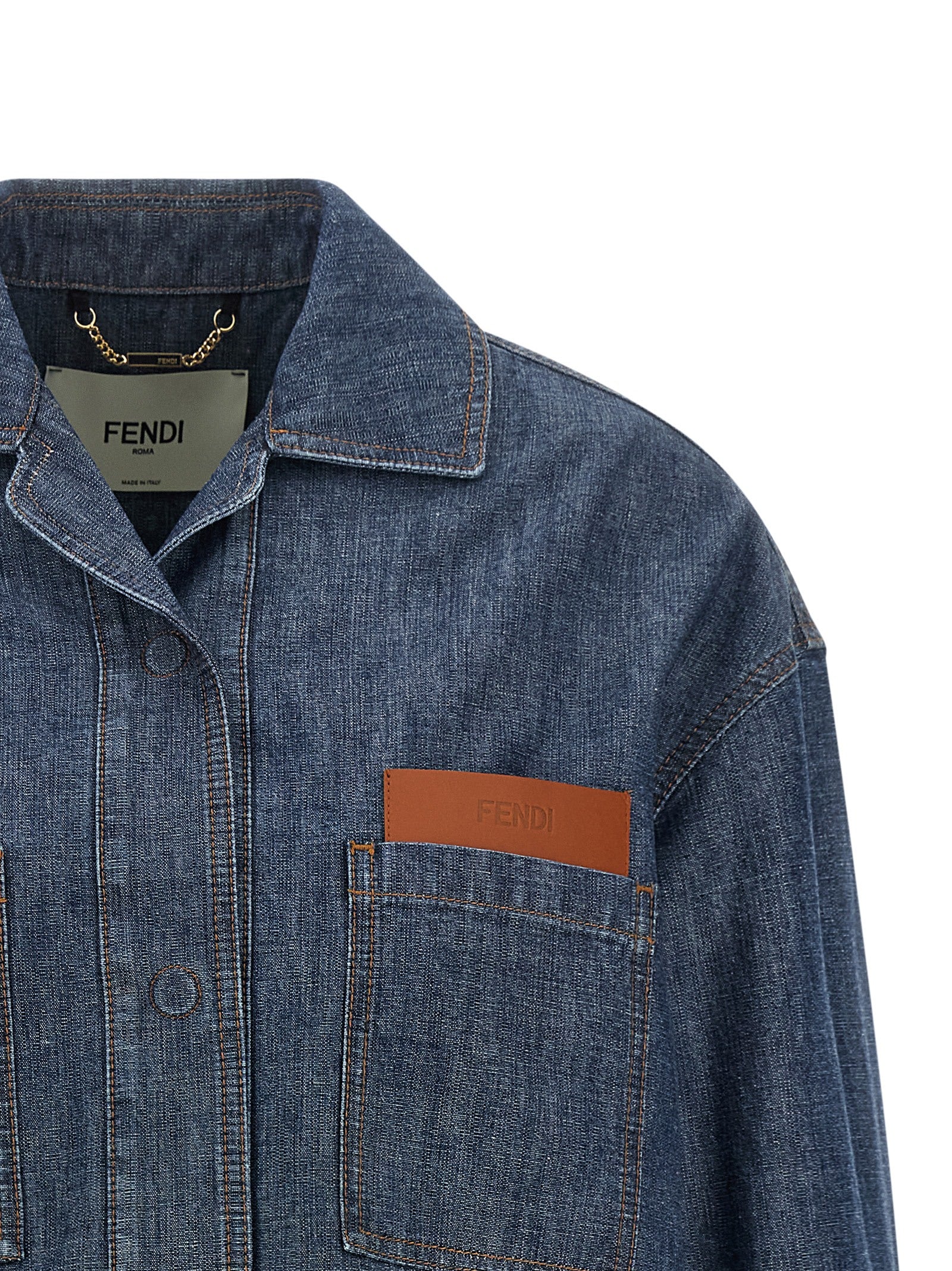 Fendi Blue Cotton Denim Women's Jacket