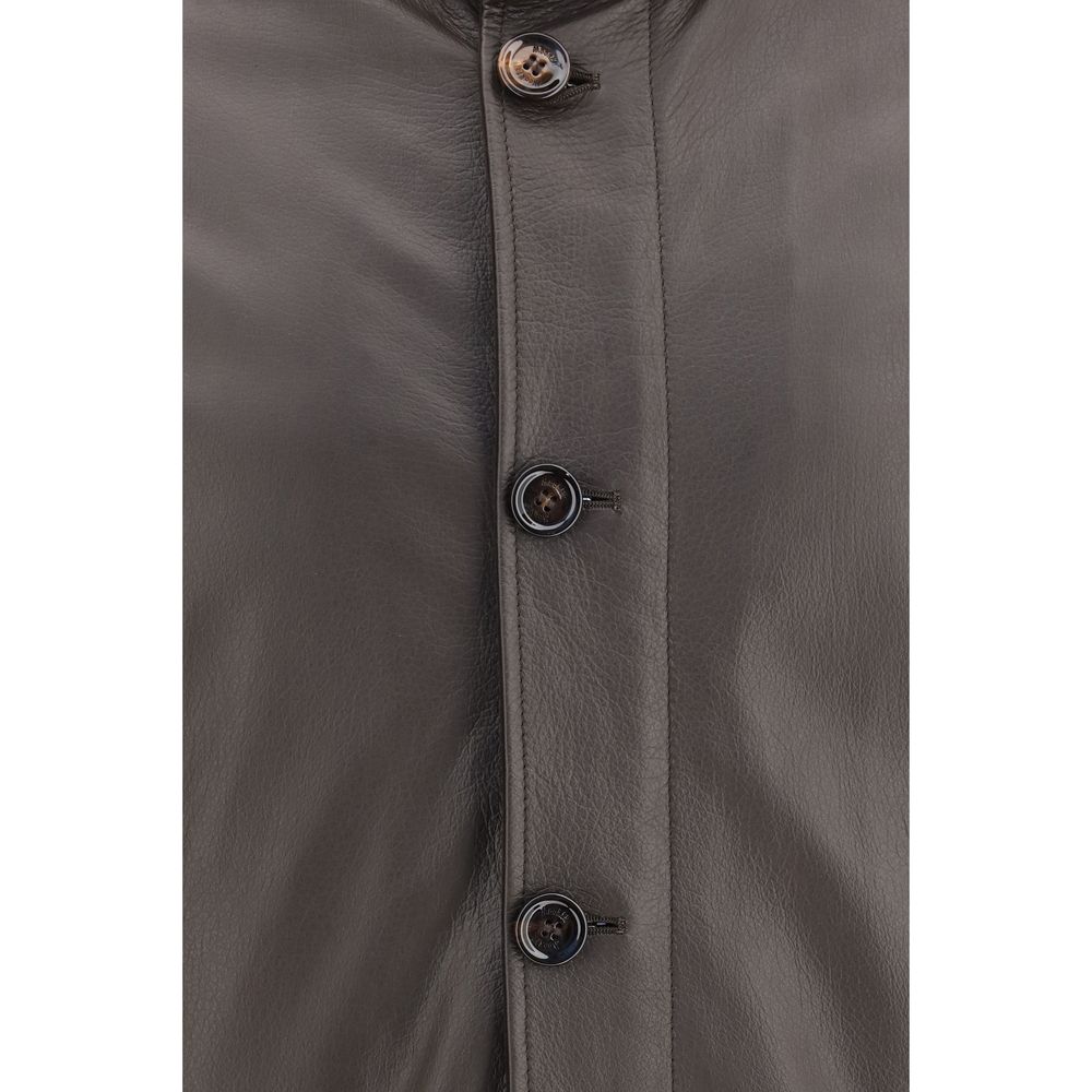 MooRER Brown Leather Leather Men's Jacket