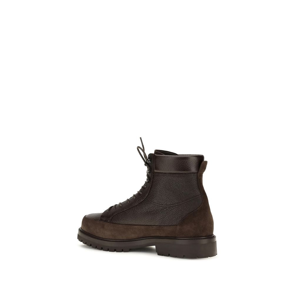 Brunello Cucinelli Brown Deer Lace-Up Men's Boots