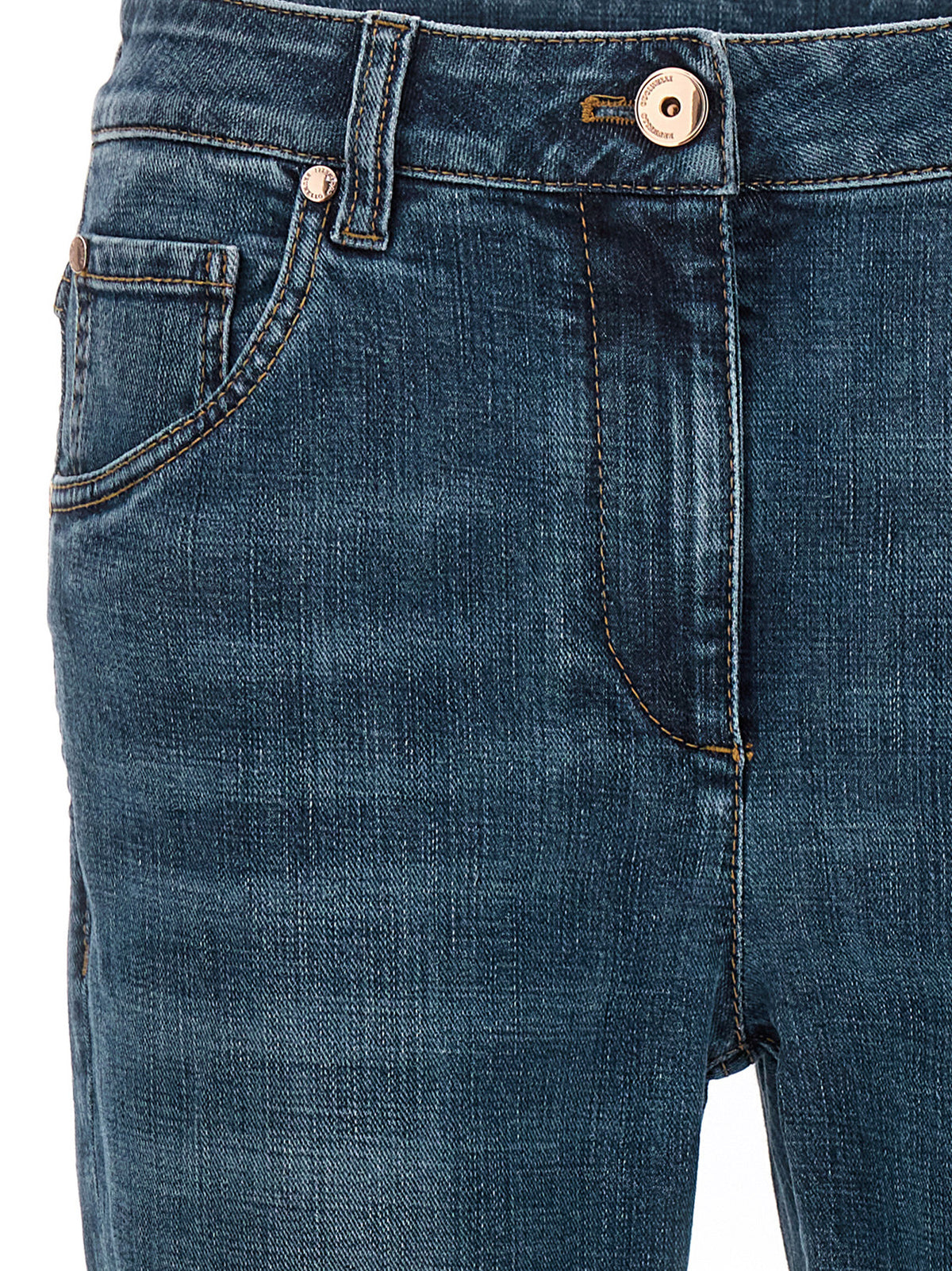 Brunello Cucinelli Blue Cotton Straight-Leg Women's Jeans