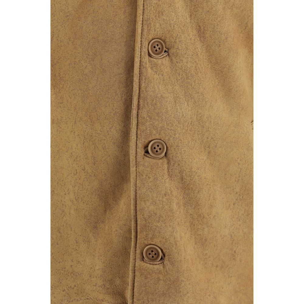 Salvatore Santoro Brown Leather Full-Length Men's Jacket