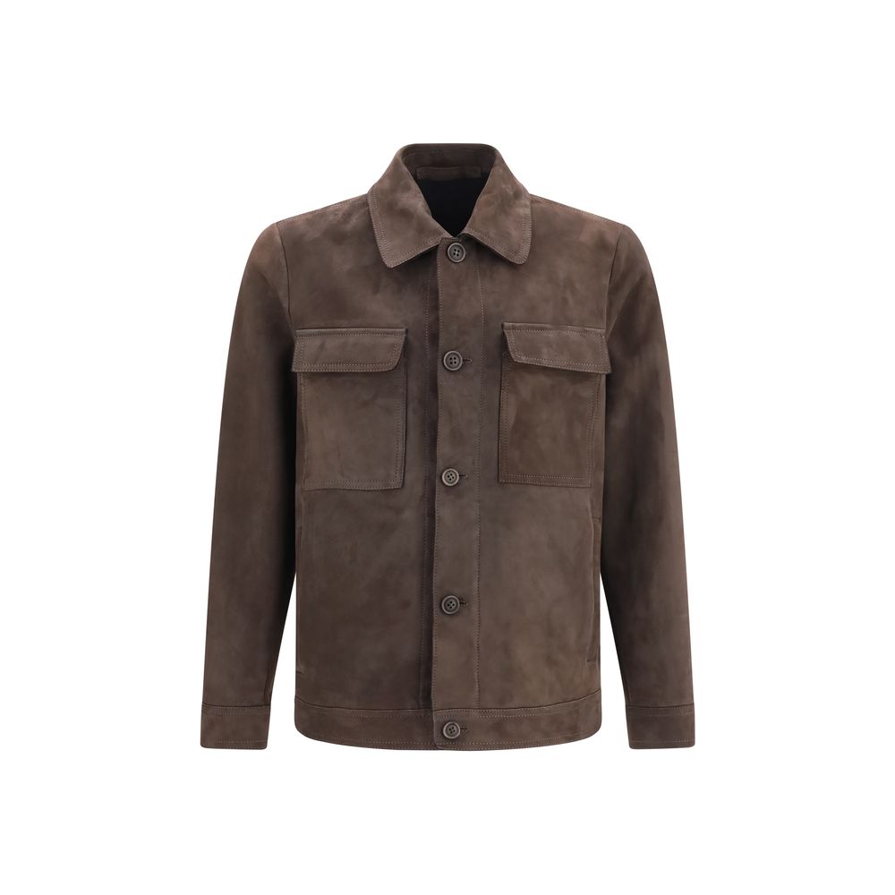 Salvatore Santoro Brown Leather Leather Men's Jacket