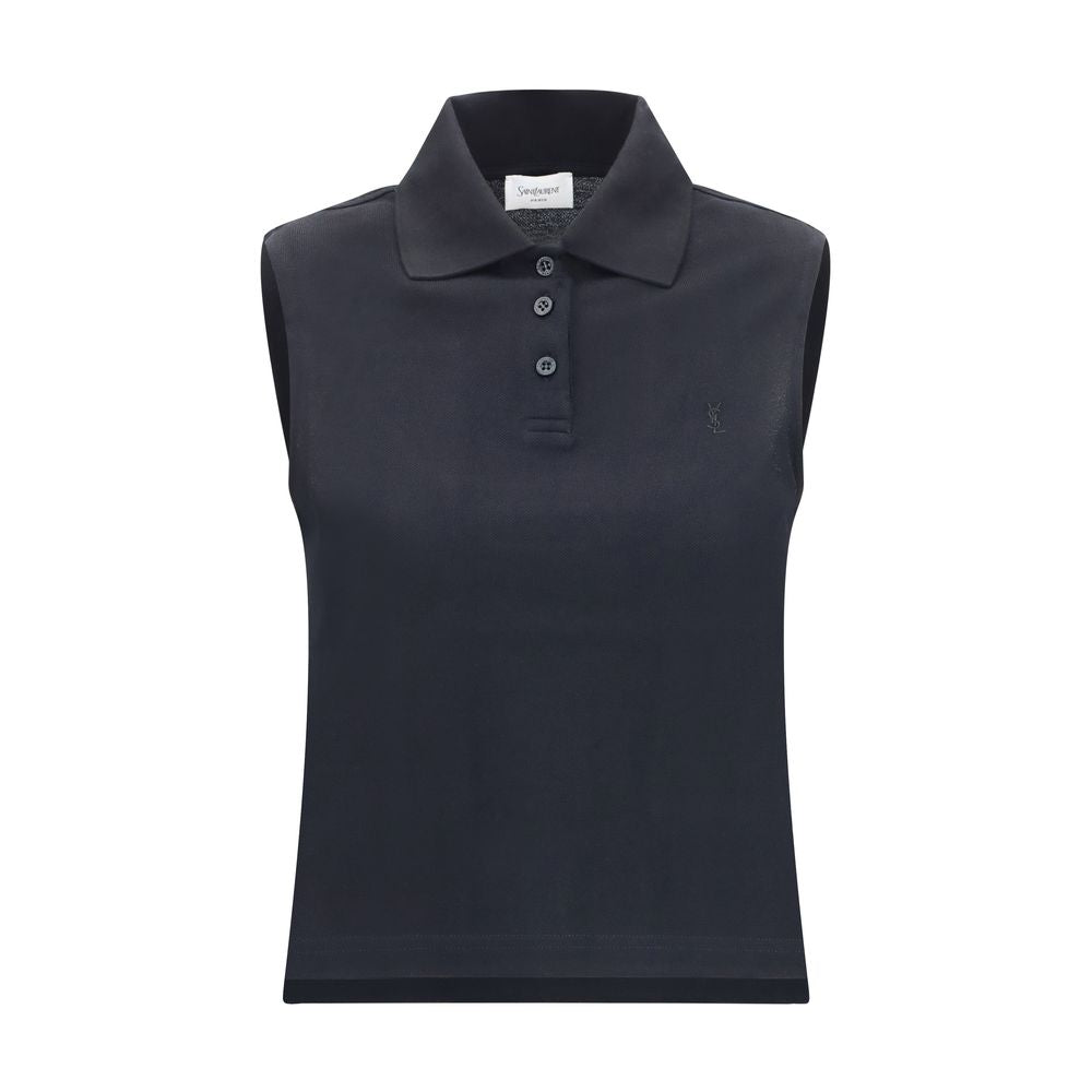Saint Laurent Black Recycled Cotton Polo Women's Shirt