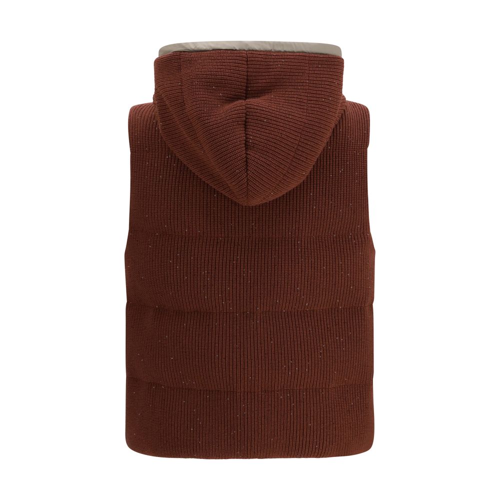 Brunello Cucinelli Brown Cotton Sleeveless Women's Jacket