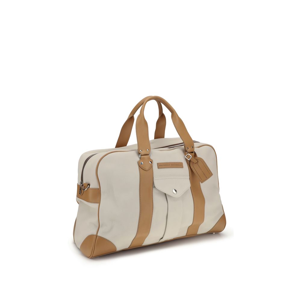 Brunello Cucinelli Beige Calf Leather Bos Taurus Luggage And Men's Travel