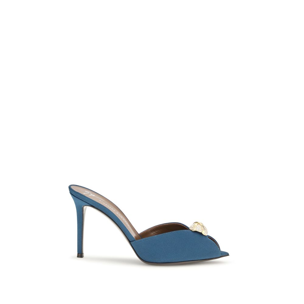 Giuseppe Zanotti Blue Calf Leather Bos Taurus Stiletto Heel Women's Sandals