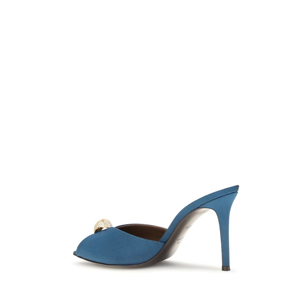 Giuseppe Zanotti Blue Calf Leather Bos Taurus Stiletto Heel Women's Sandals