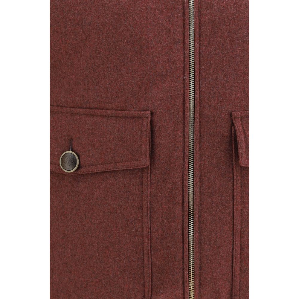 Brunello Cucinelli Bordeaux Wool Oves Aries Sleeveless Men's Jacket
