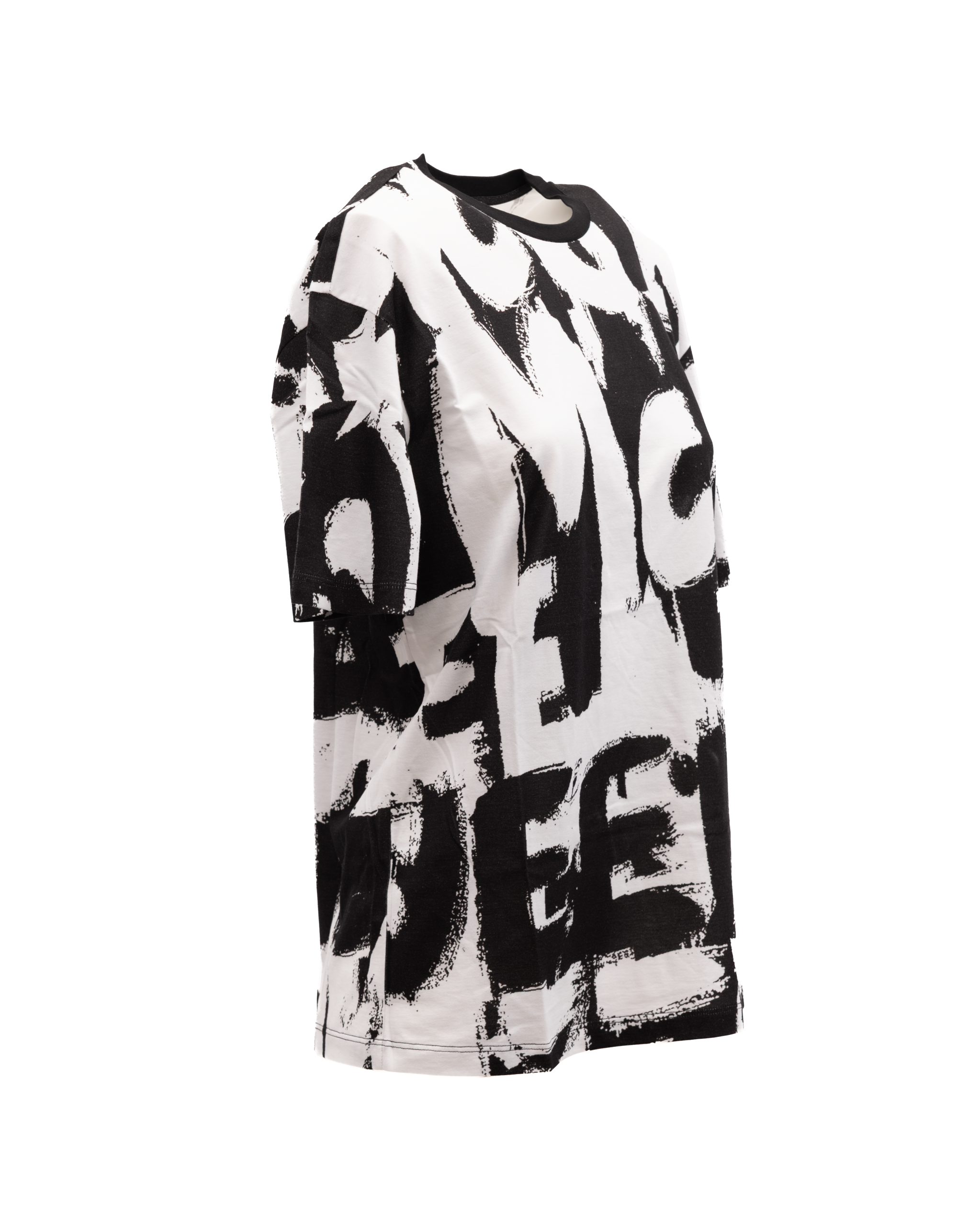 Alexander McQueen Black and White Cotton Women's T-shirt