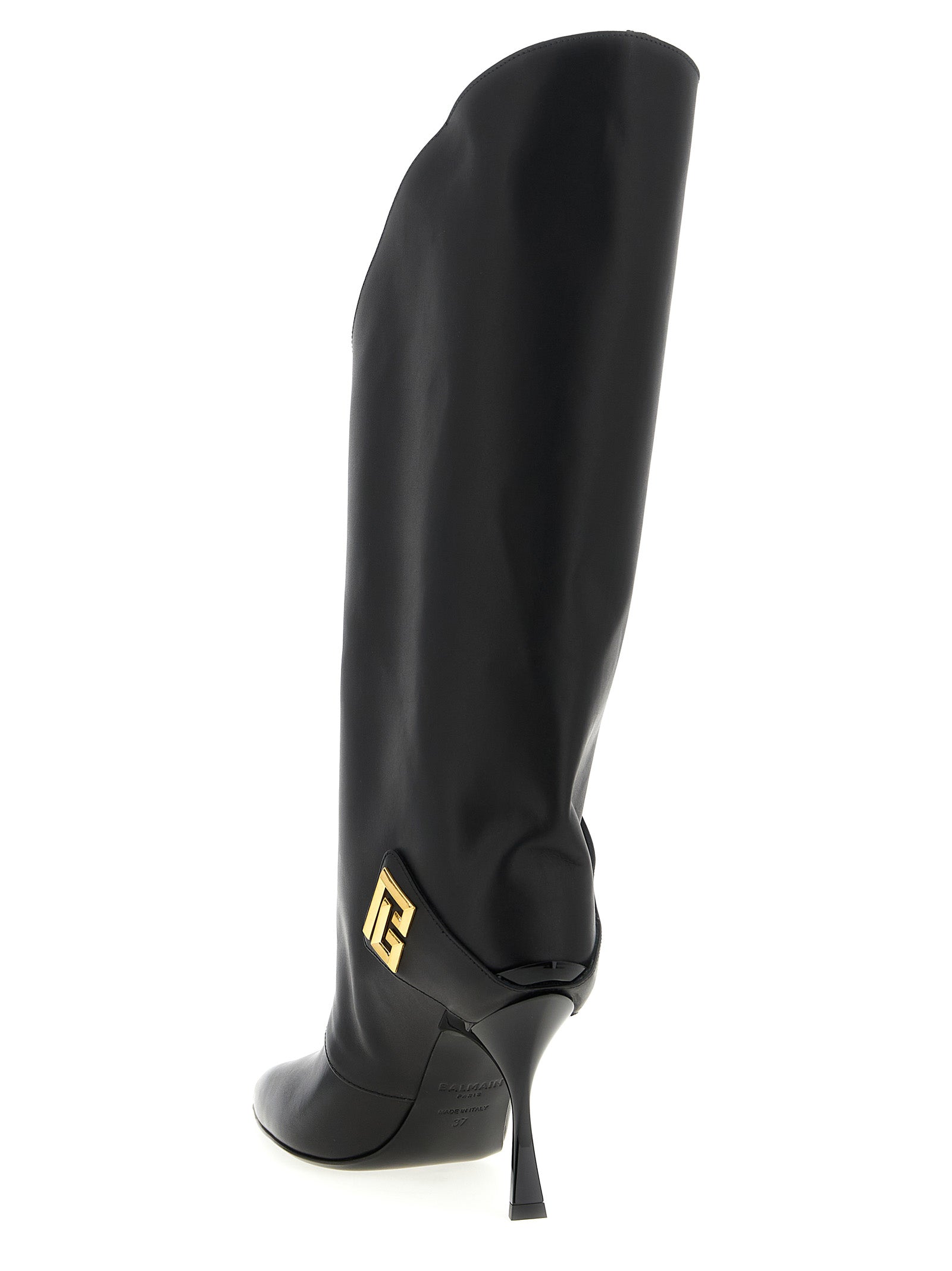 Balmain Black Calfskin Over The Women's Knee