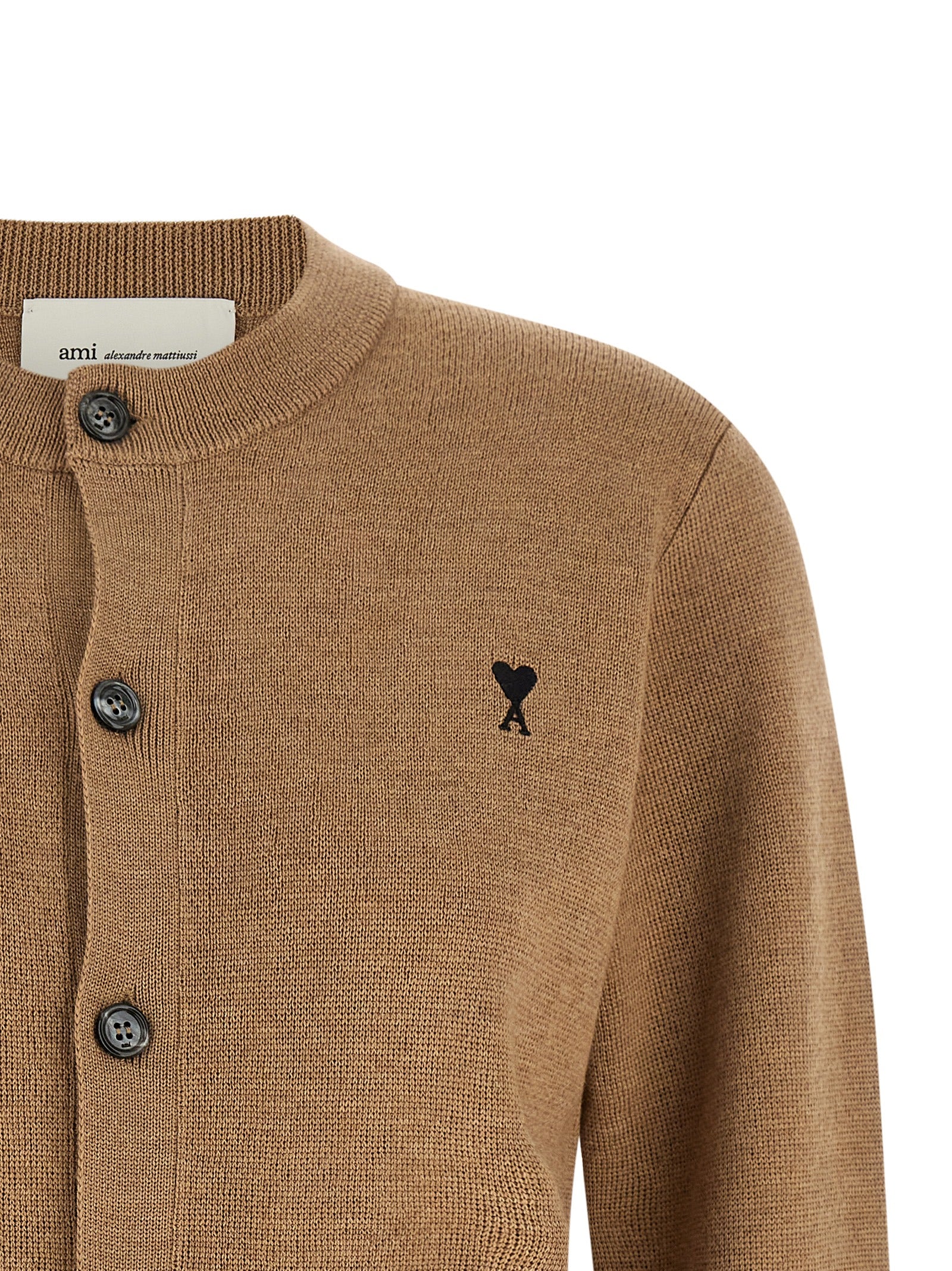 Ami Paris Beige Wool Women's Cardigan