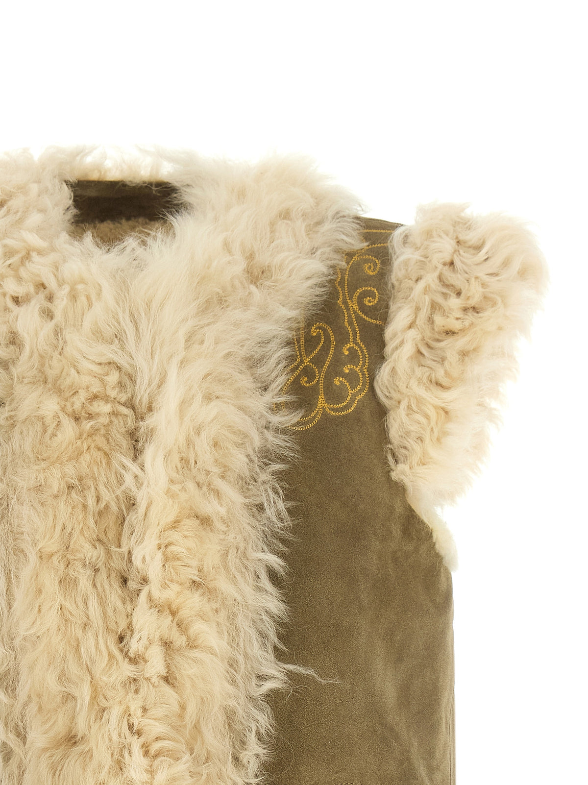 Etro Beige Lamb Fur Sleeveless Women's Jacket