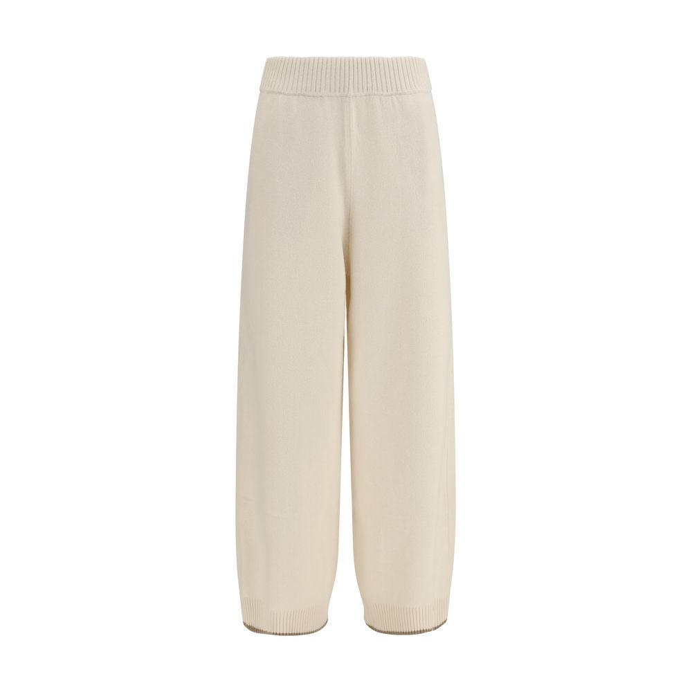 Brunello Cucinelli White Cashmere Casual Women's Pants