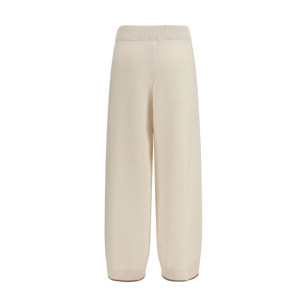 Brunello Cucinelli White Cashmere Casual Women's Pants
