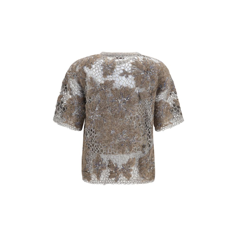 Brunello Cucinelli Beige Mohair Pattern Women's Shirt