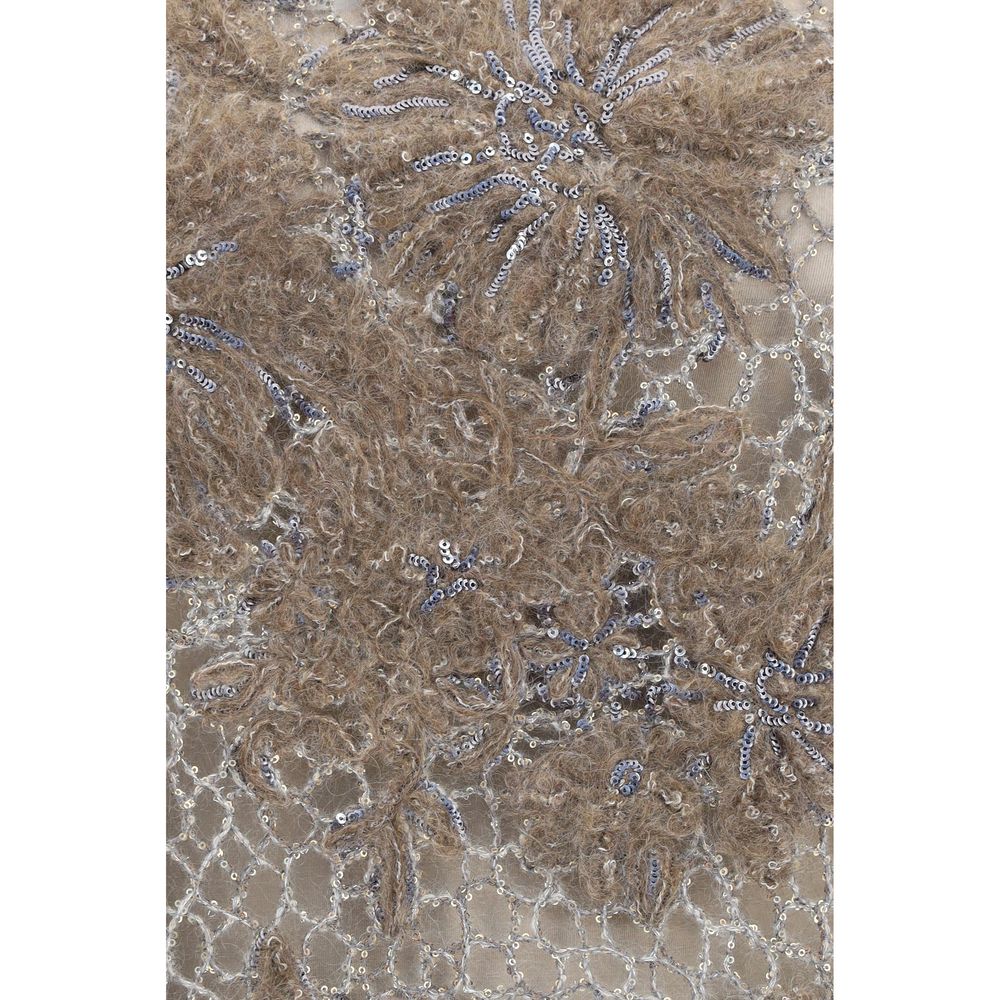 Brunello Cucinelli Beige Mohair Pattern Women's Shirt