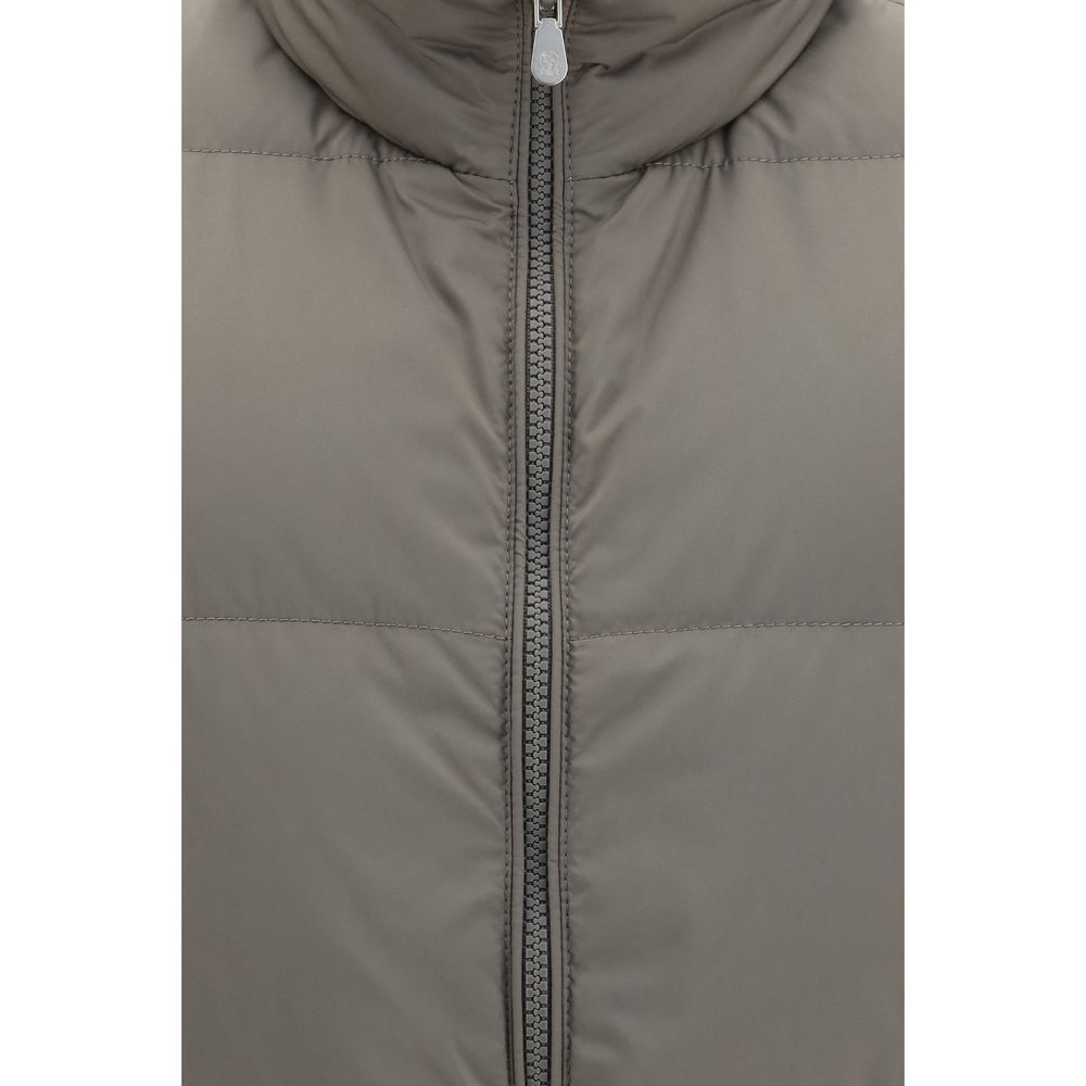 Brunello Cucinelli Gray Polyester Sleeveless Men's Jacket