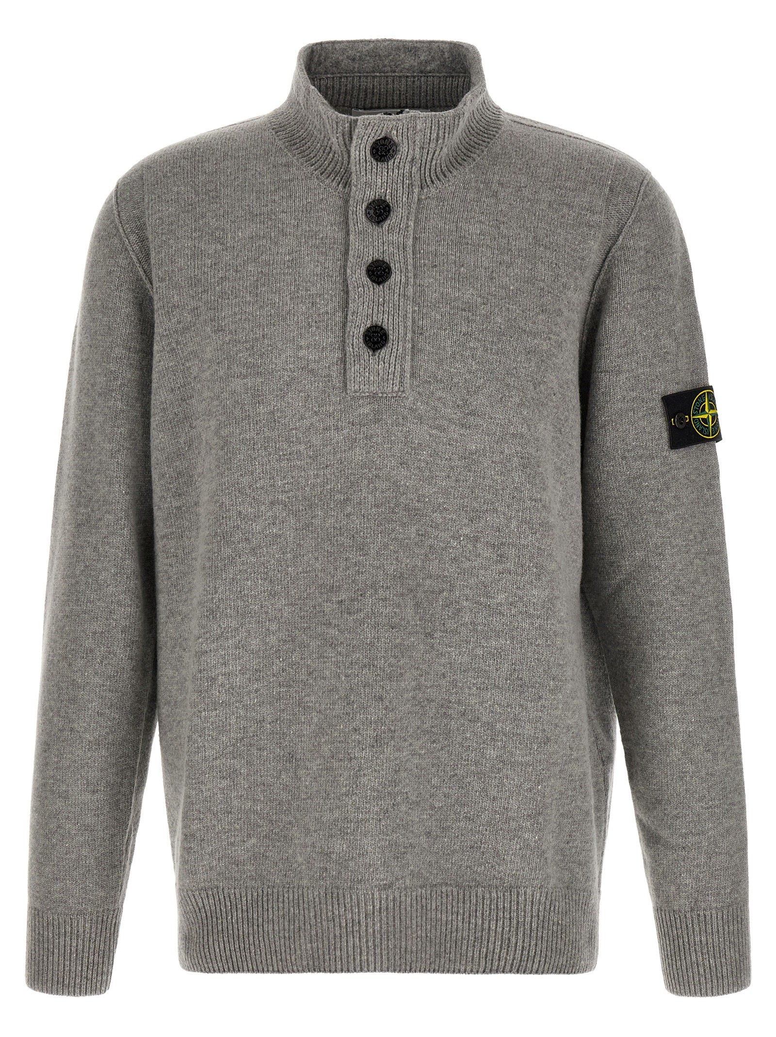 Stone Island Gray Virgin Wool Men's Cardigan