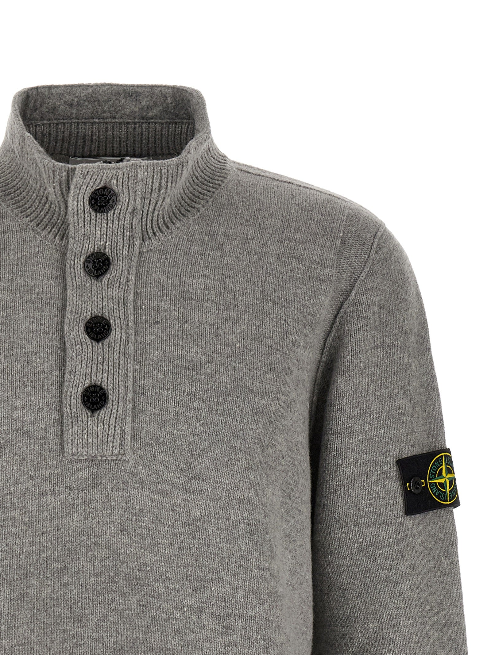 Stone Island Gray Virgin Wool Men's Cardigan