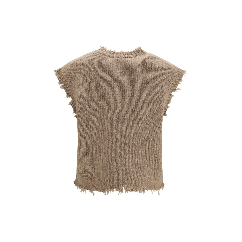 R13 Beige Cashmere Sleeveles Women's Sweater