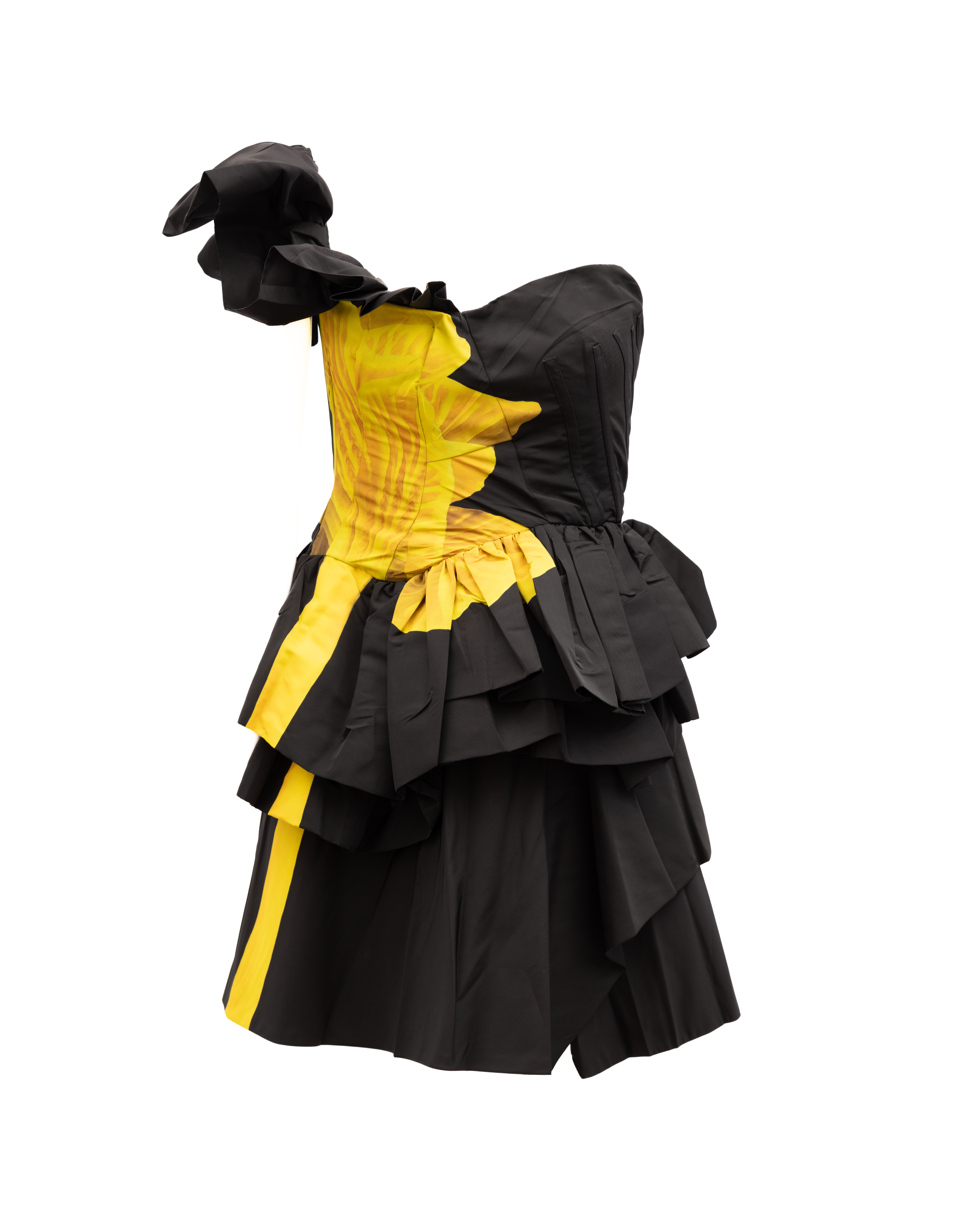 Alexander McQueen Black Dress with yellow Women's details