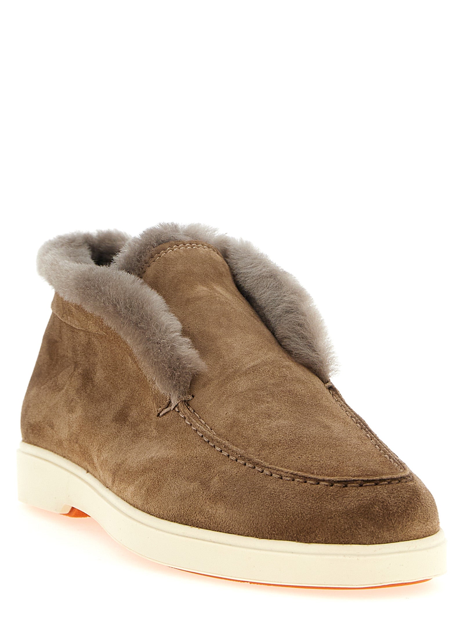 Santoni Brown Calfskin Ankle Women's Boots