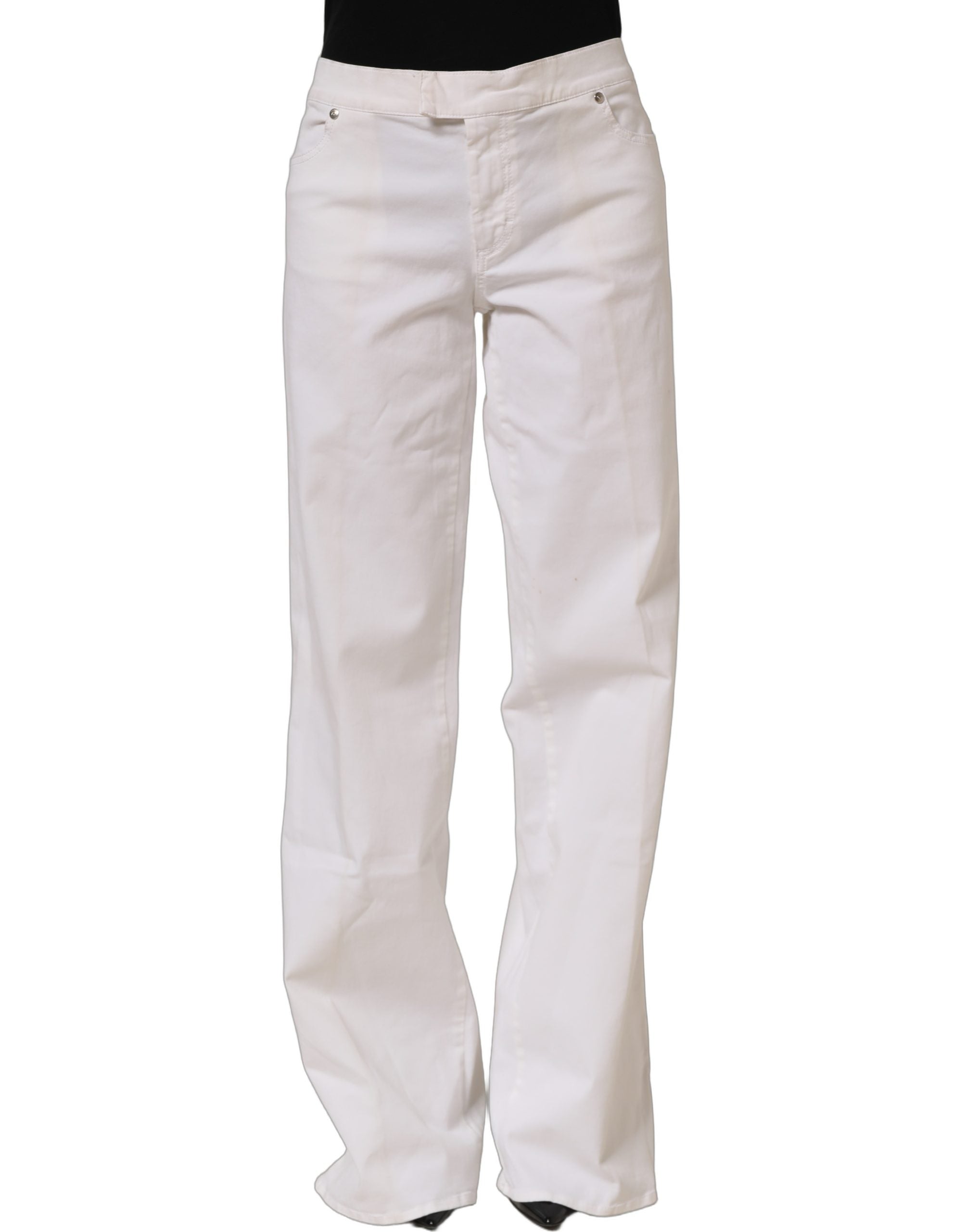 Just Cavalli White High Waist Wide Leg Denim Trouser Women's Jeans (Pre-Owned)