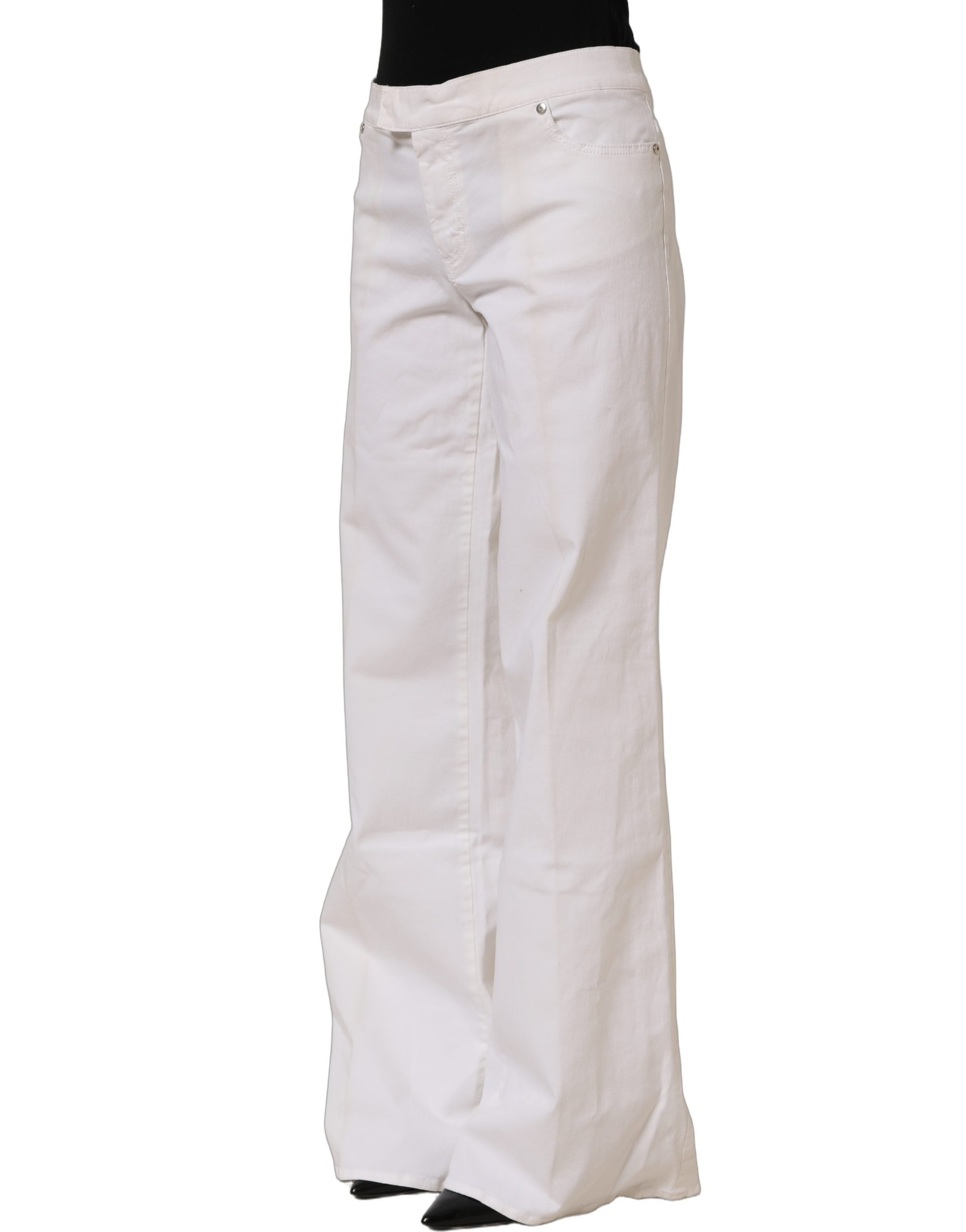 Just Cavalli White High Waist Wide Leg Denim Trouser Women's Jeans (Pre-Owned)