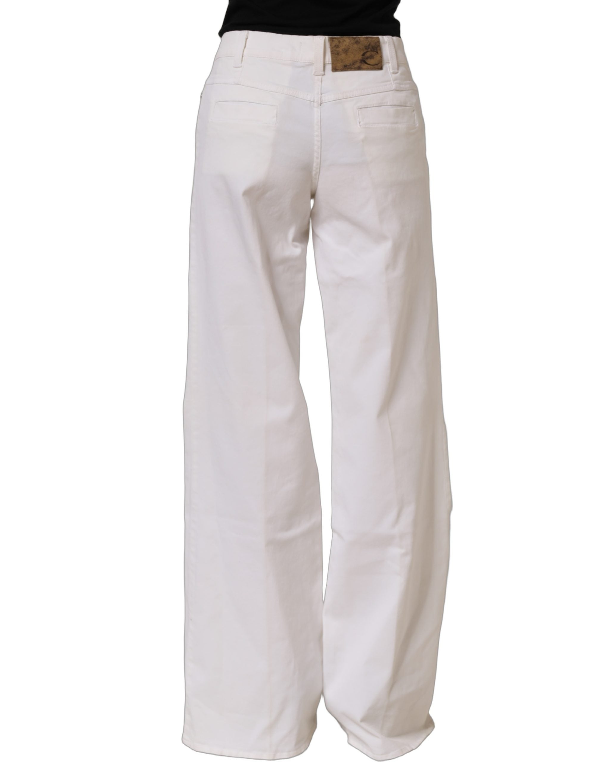 Just Cavalli White High Waist Wide Leg Denim Trouser Women's Jeans (Pre-Owned)