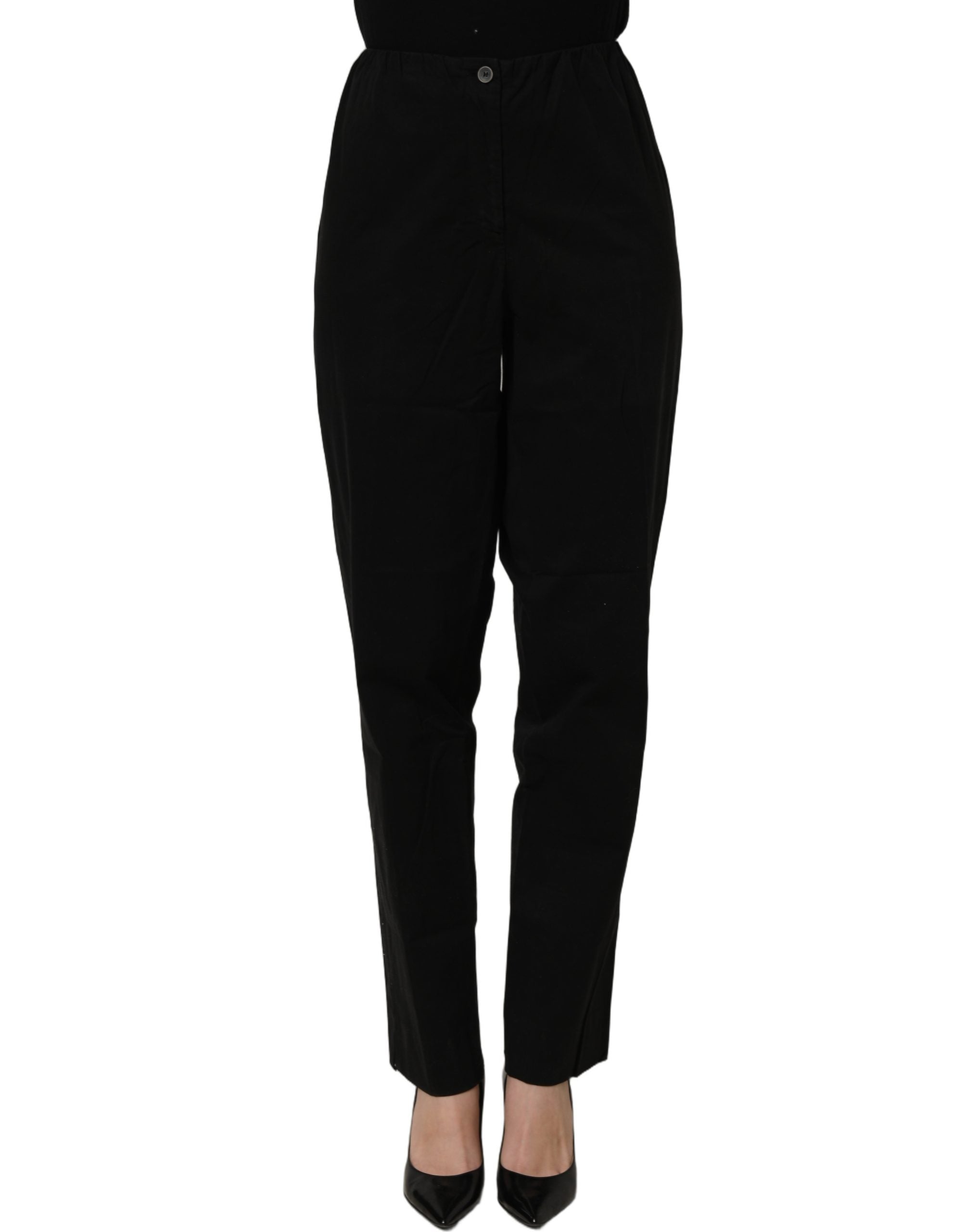 QL2 Black High-Waisted Straight Chino Women Trouser Women's Pants (Pre-Owned)