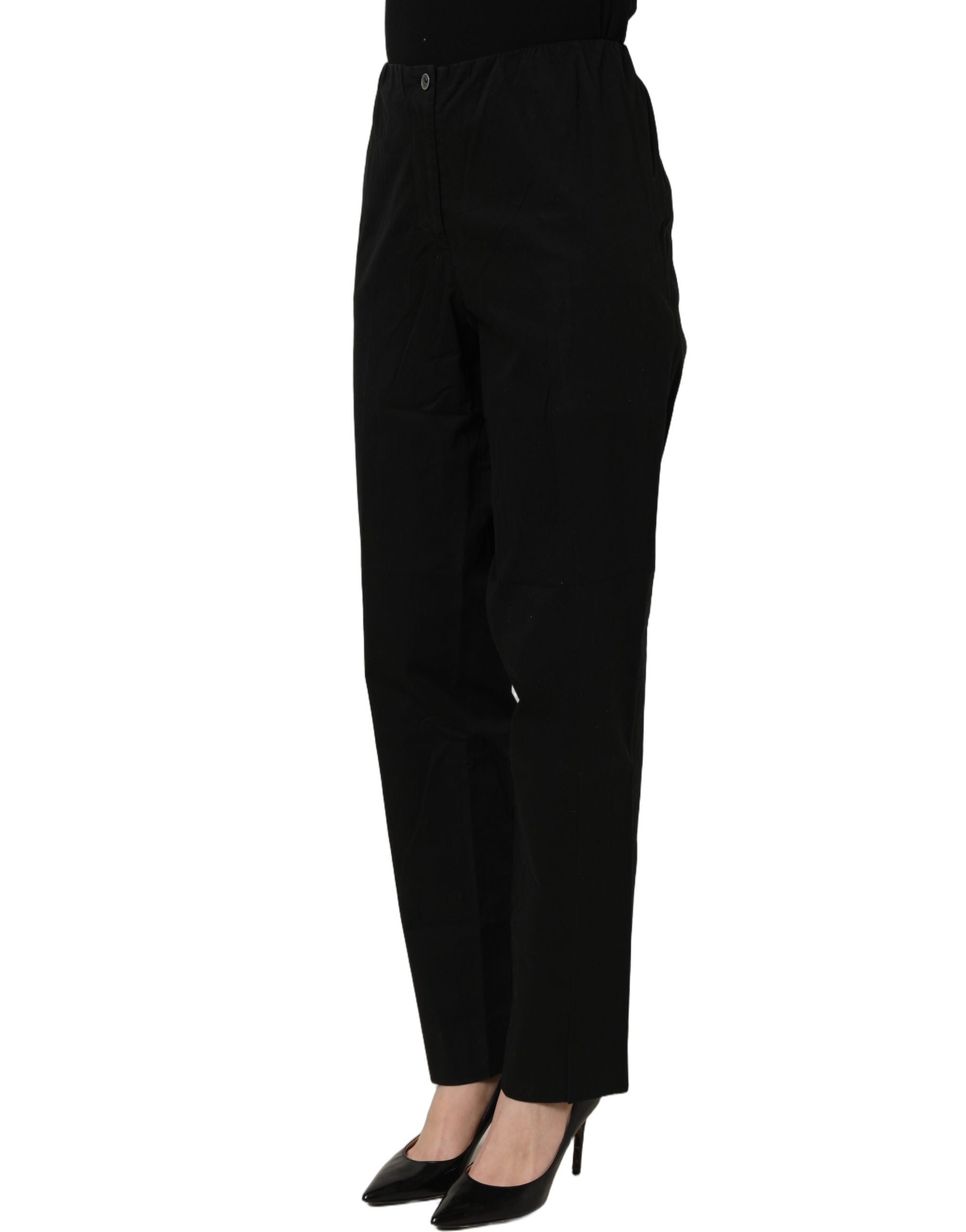 QL2 Black High-Waisted Straight Chino Women Trouser Women's Pants (Pre-Owned)