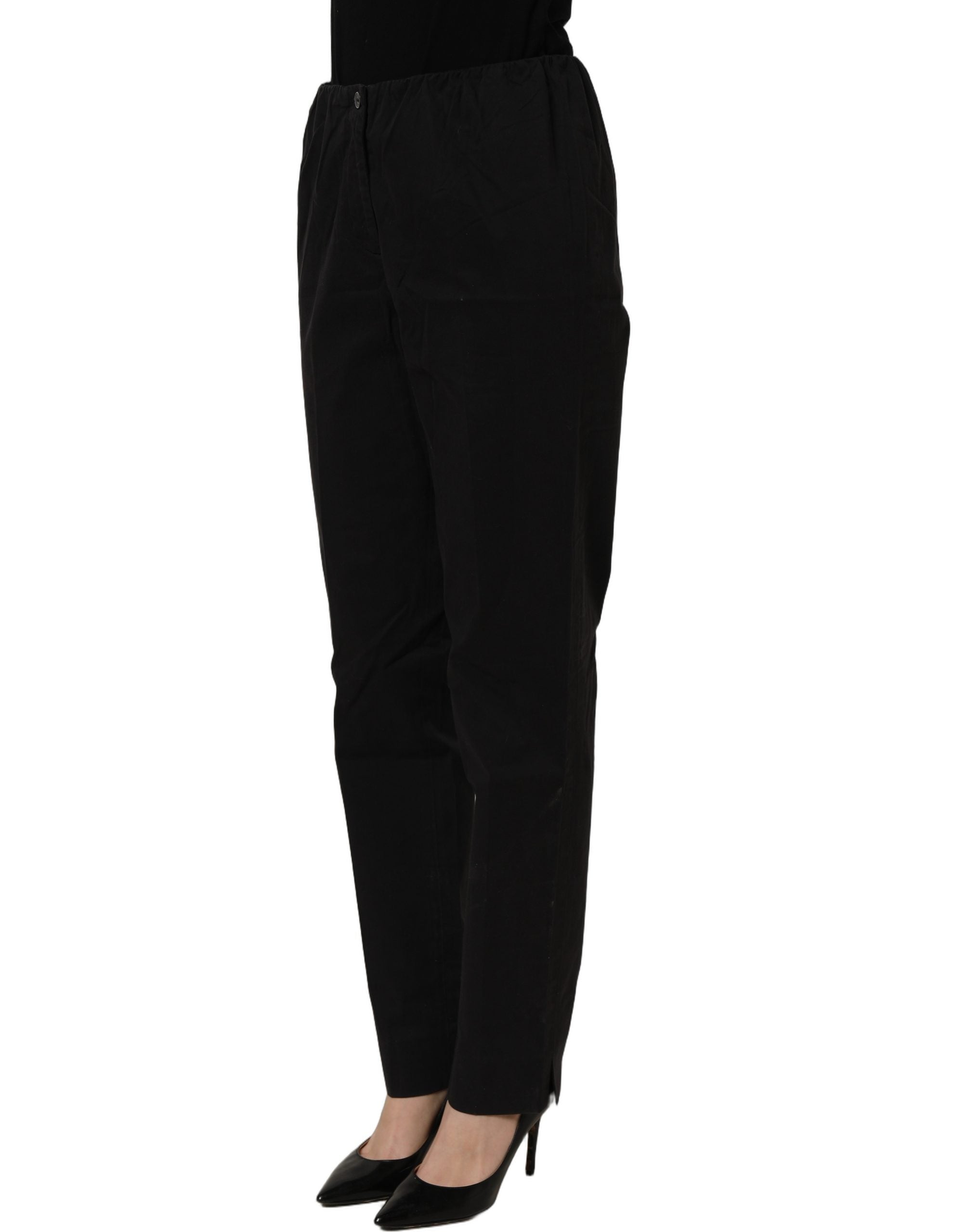 QL2 Black High-Waisted Straight Chino Women Trouser Women's Pants