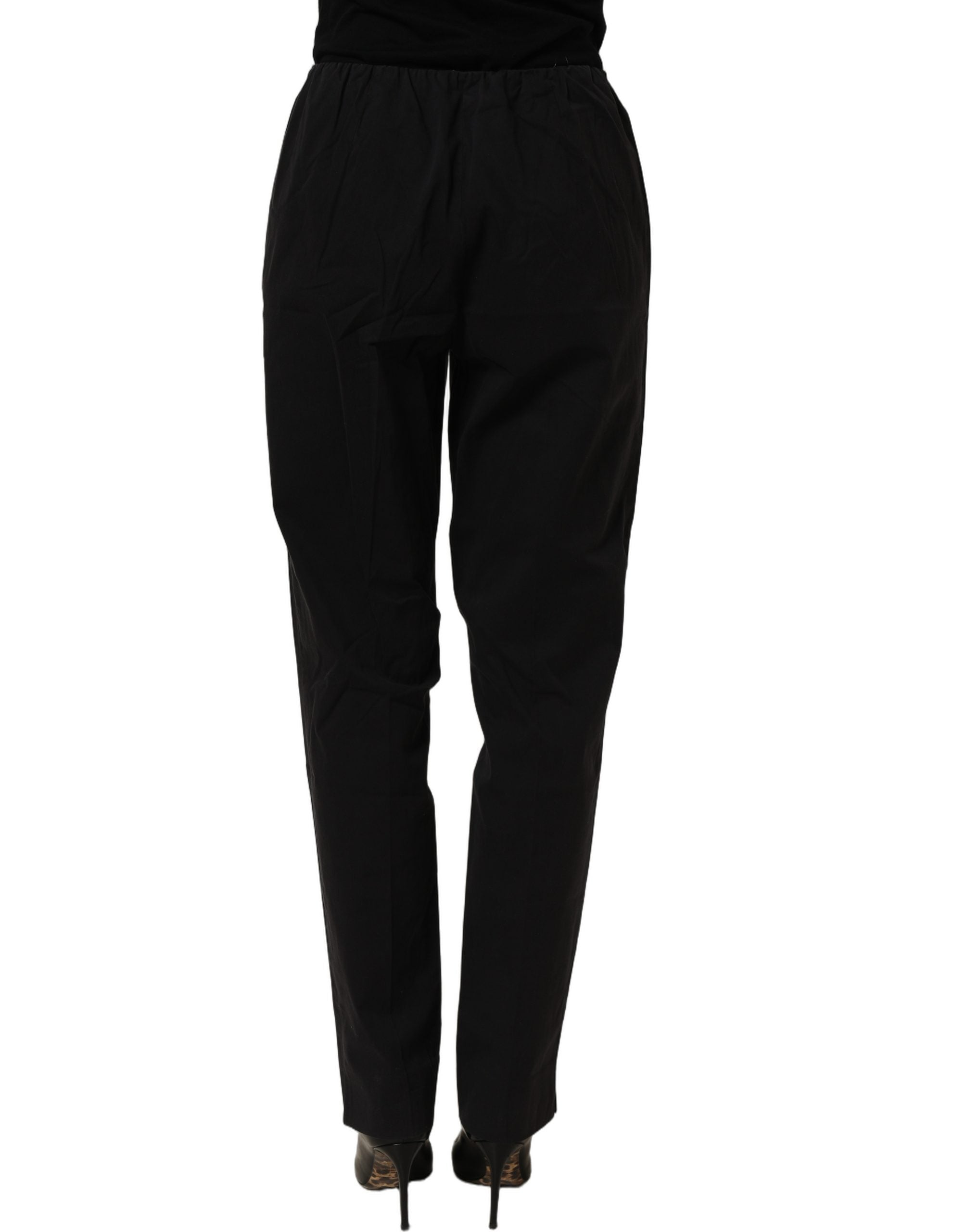 QL2 Black High-Waisted Straight Chino Women Trouser Women's Pants