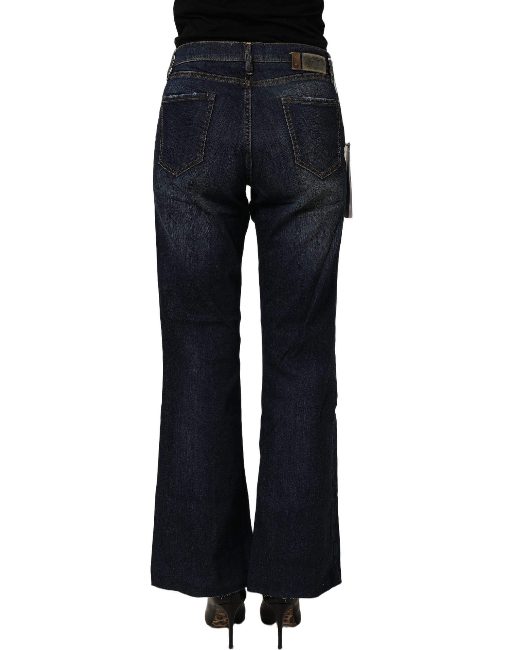 Two women in the world Dark Blue Washed Mid-Waisted Flared Denim Casual Women's Jeans (Pre-Owned)