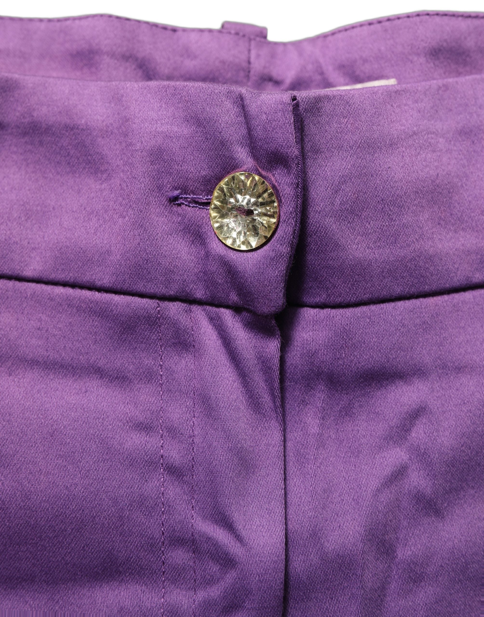 BENCIVENGA Violet Cotton Stretch High Waist Cropped Trouser Women's Pants (Pre-Owned)