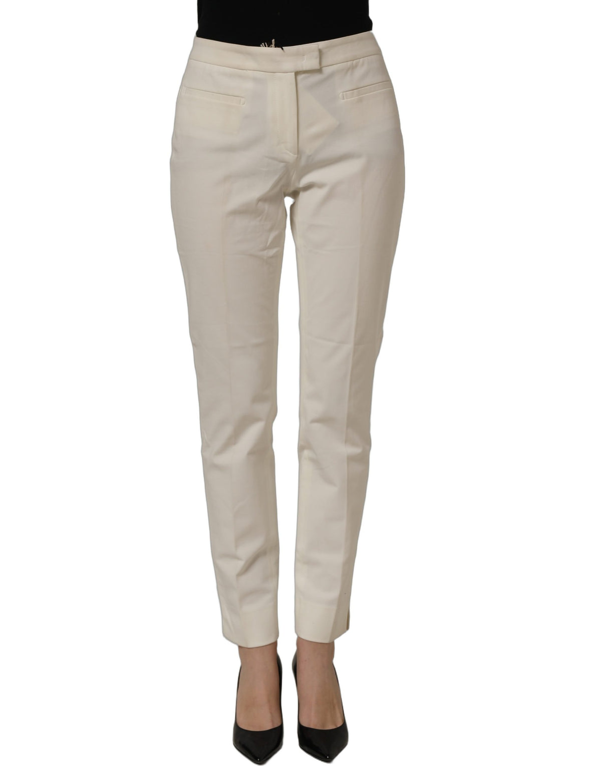Peserico Off White MidWaist Tapered Women Chino Trouser Women's Pants (Pre-Owned)
